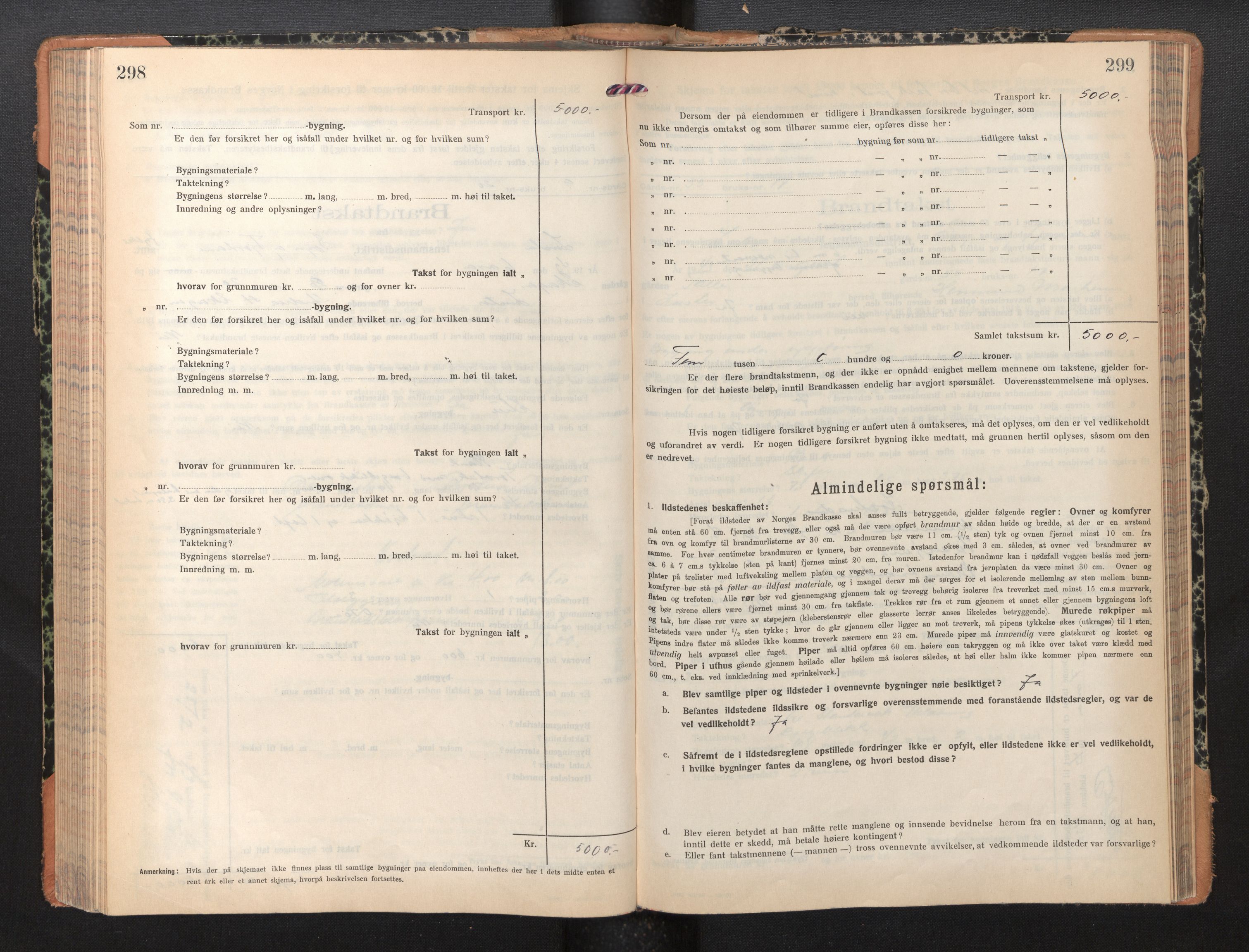 Lensmannen i Luster, AV/SAB-A-29301/0012/L0008: Branntakstprotokoll, skjematakst, 1935-1949, s. 298-299