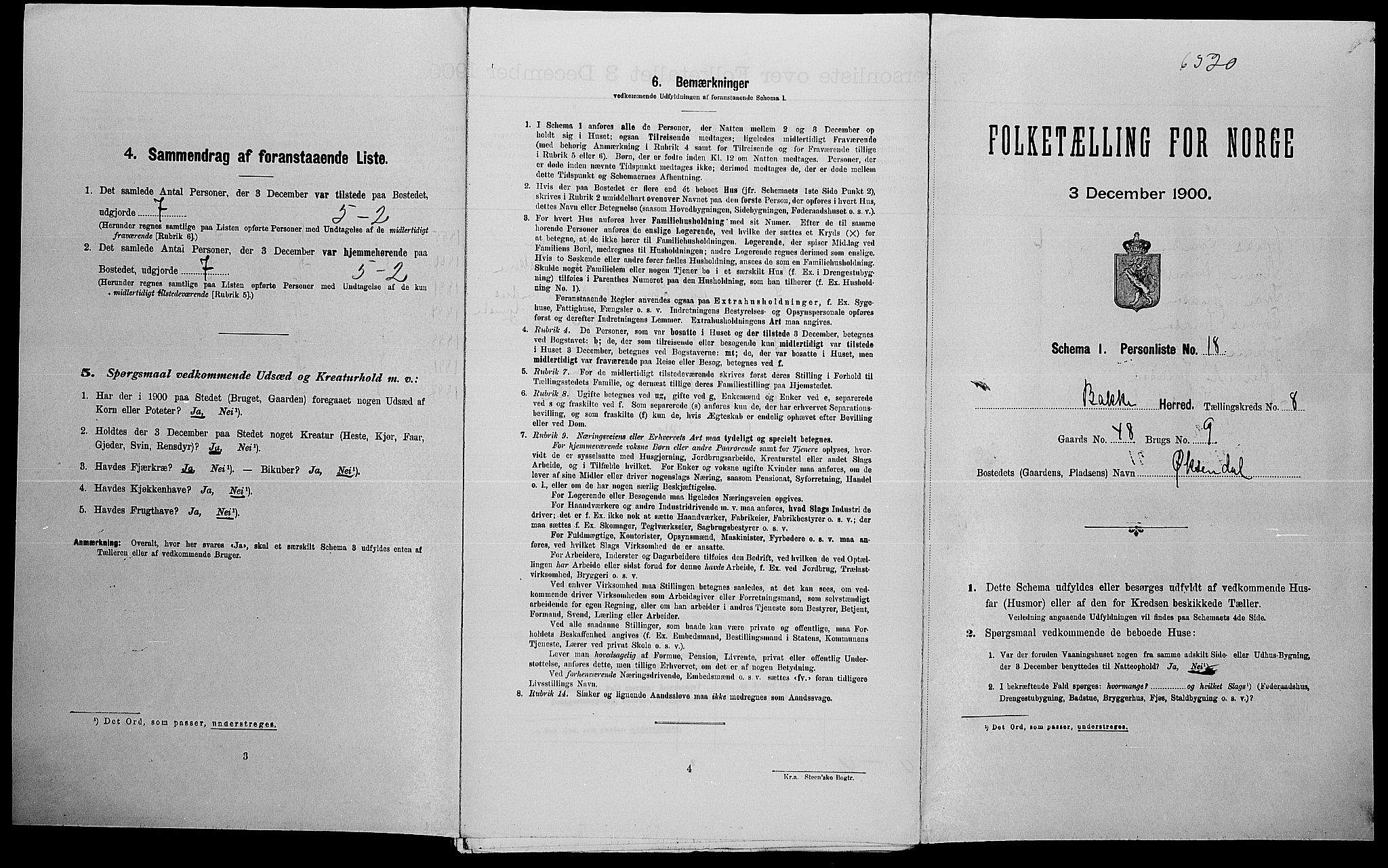 SAK, Folketelling 1900 for 1045 Bakke herred, 1900, s. 437