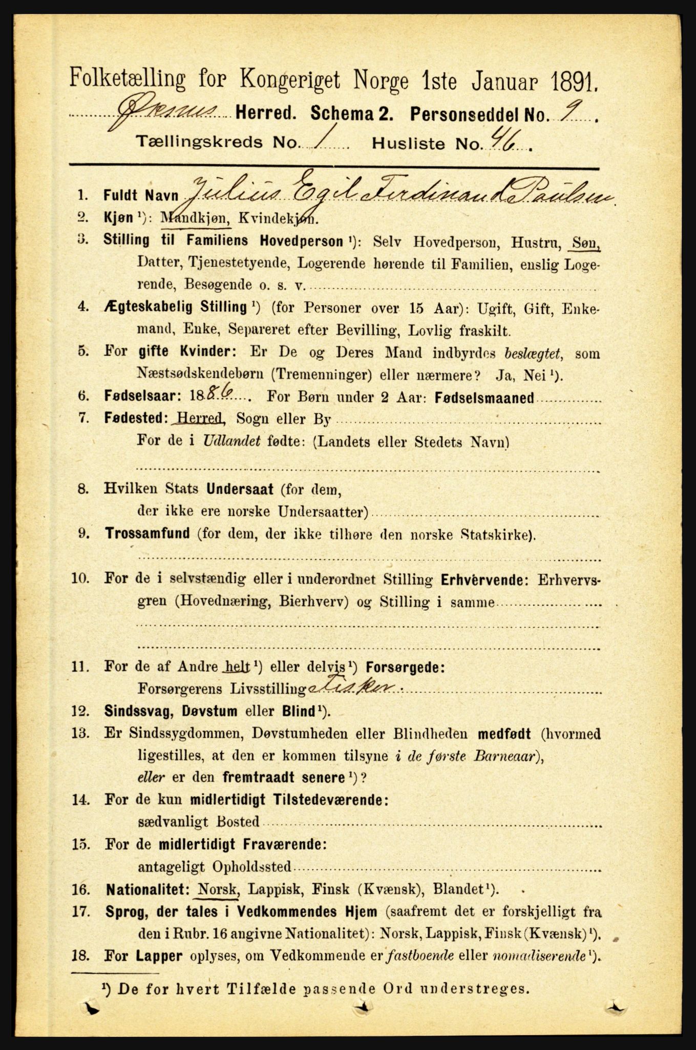 RA, Folketelling 1891 for 1868 Øksnes herred, 1891, s. 467