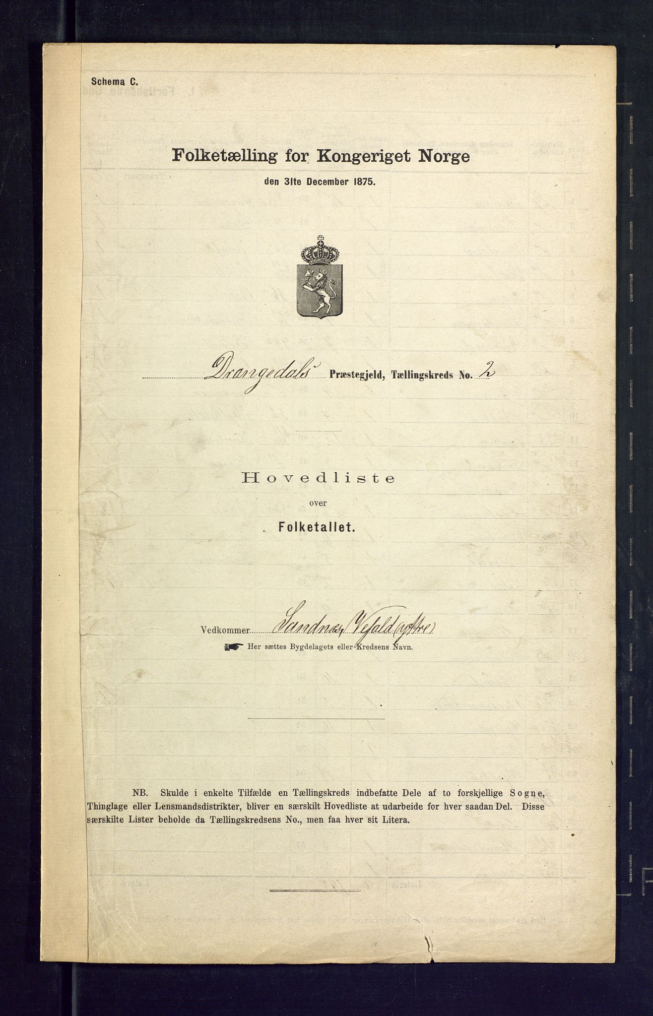 SAKO, Folketelling 1875 for 0817P Drangedal prestegjeld, 1875, s. 6