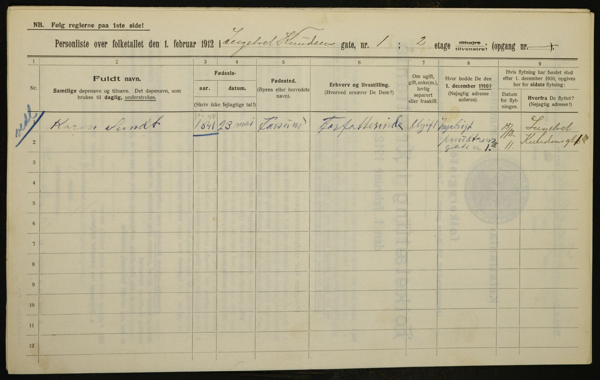 OBA, Kommunal folketelling 1.2.1912 for Kristiania, 1912, s. 44205