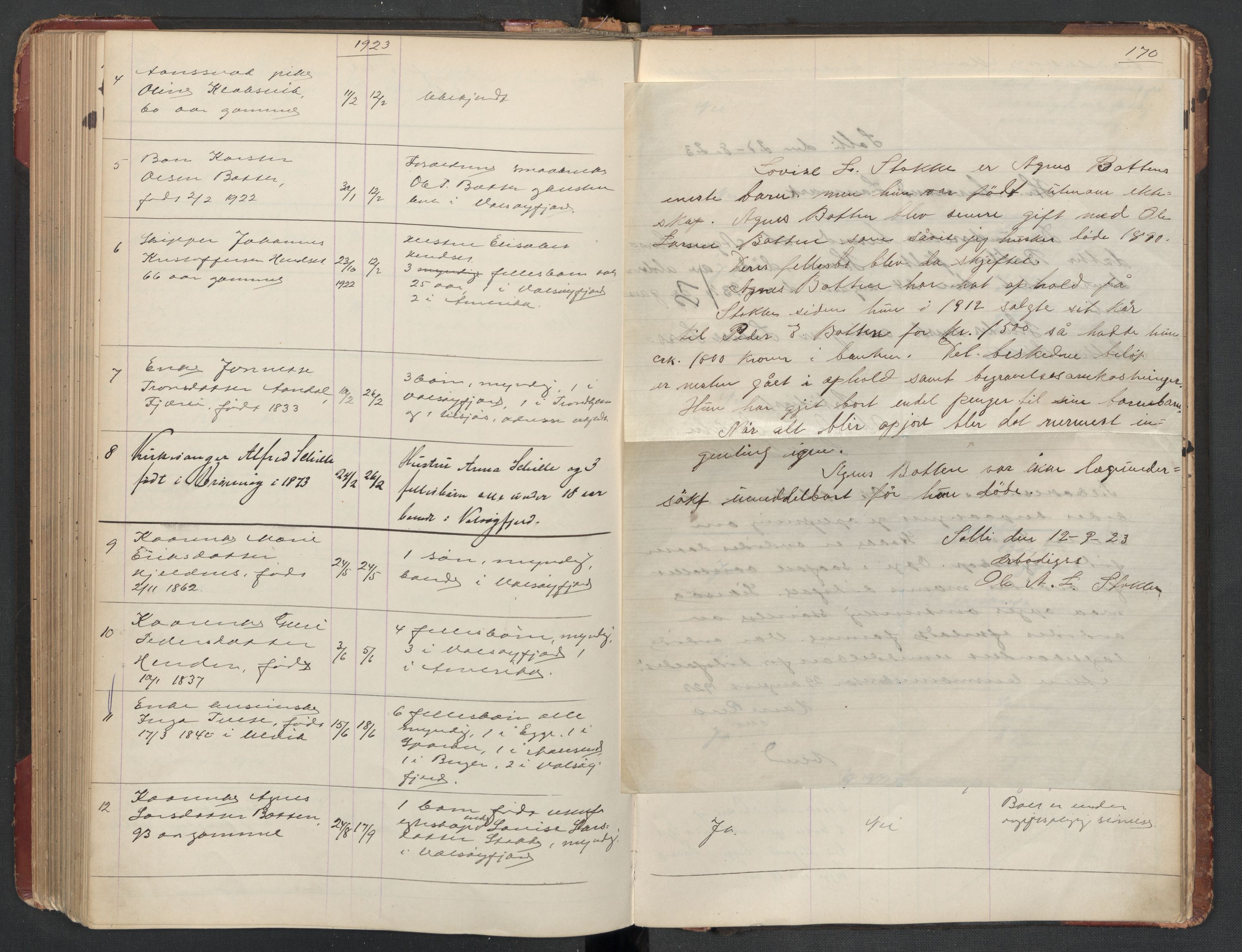 Aure lensmannskontor, AV/SAT-A-1088/1/02/L0003: 2.01.03 Dødsfallsprotokoll, 1906-1926, s. 170