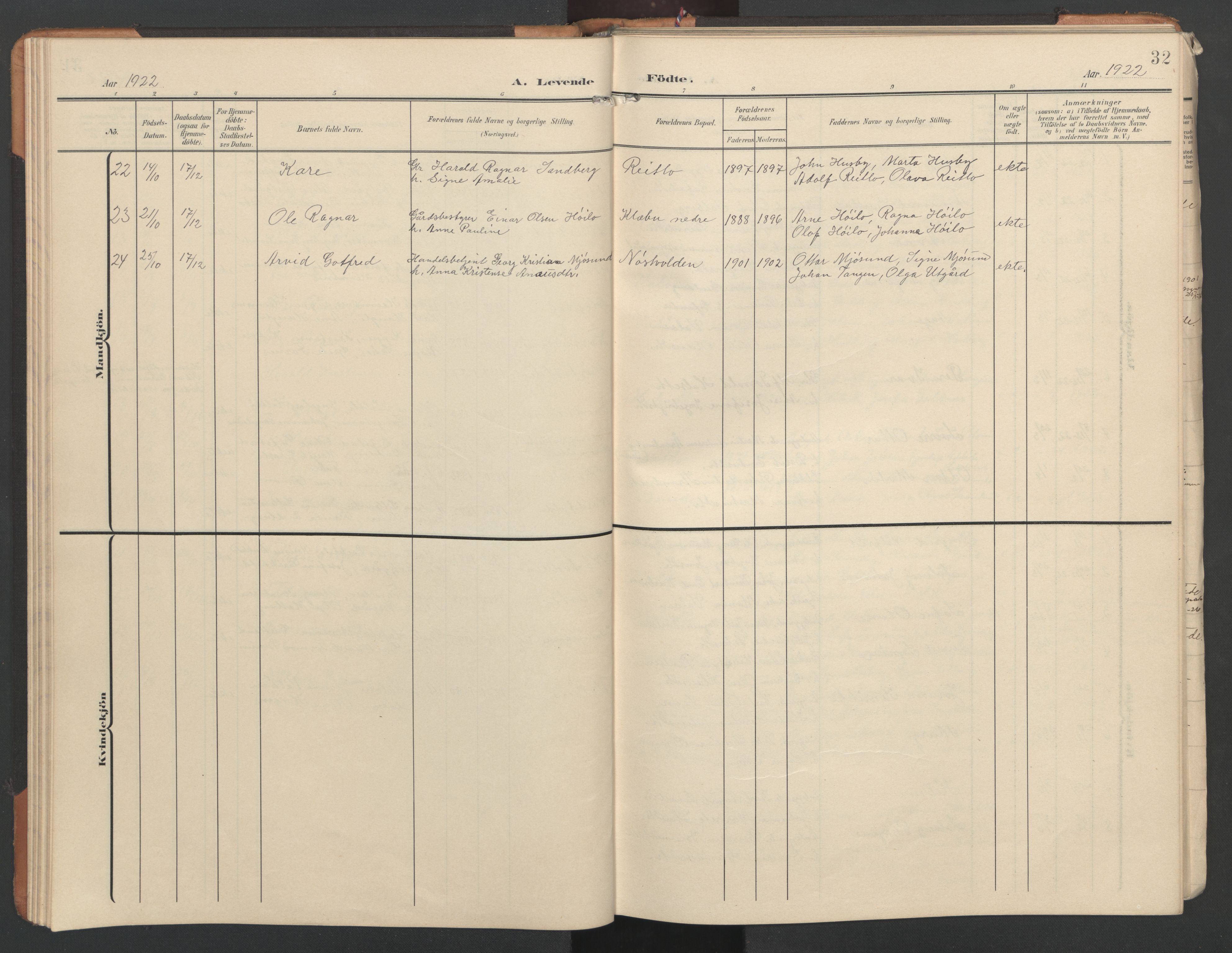Ministerialprotokoller, klokkerbøker og fødselsregistre - Nord-Trøndelag, SAT/A-1458/746/L0455: Klokkerbok nr. 746C01, 1908-1933, s. 32