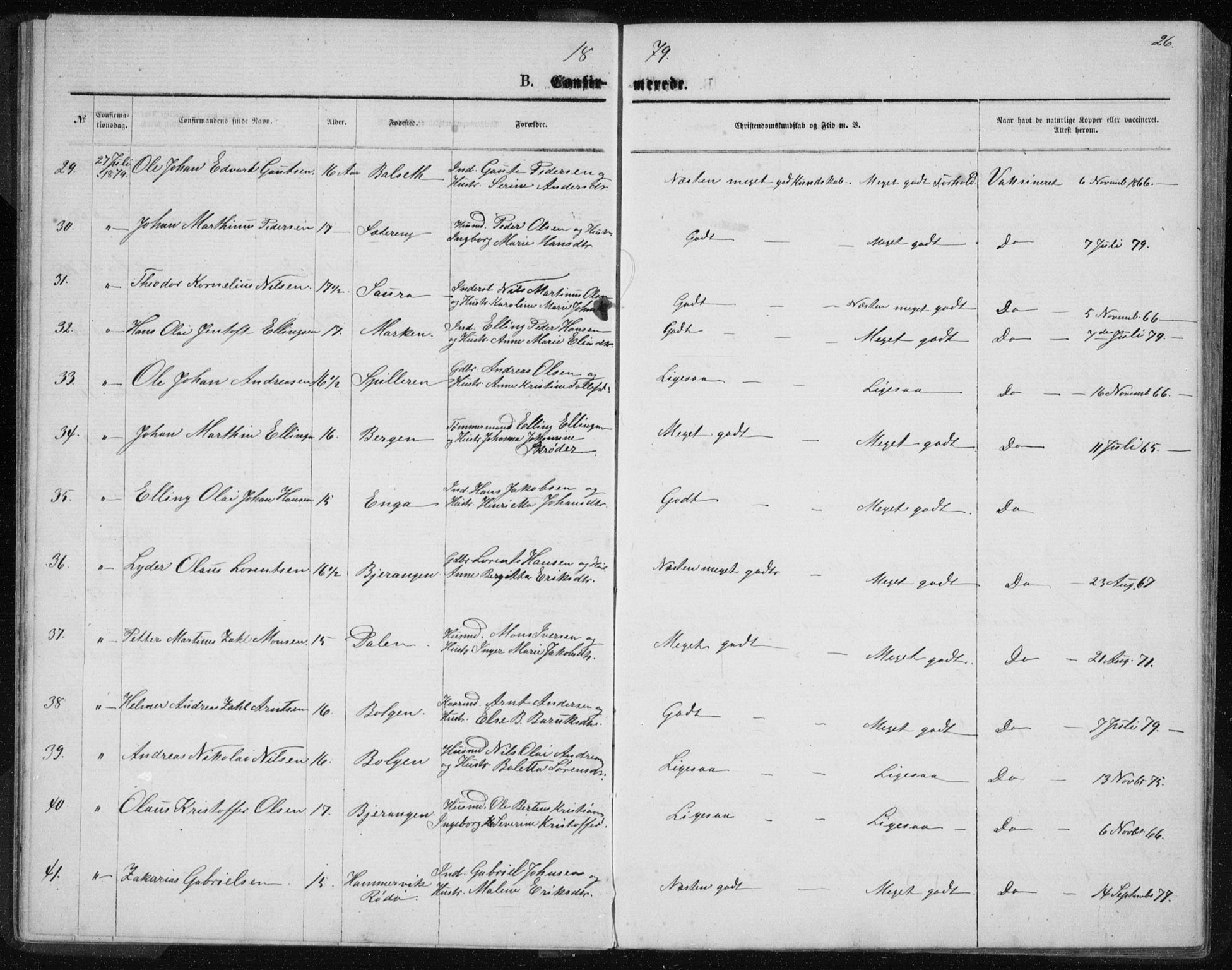 Ministerialprotokoller, klokkerbøker og fødselsregistre - Nordland, AV/SAT-A-1459/843/L0635: Klokkerbok nr. 843C04, 1872-1887, s. 26