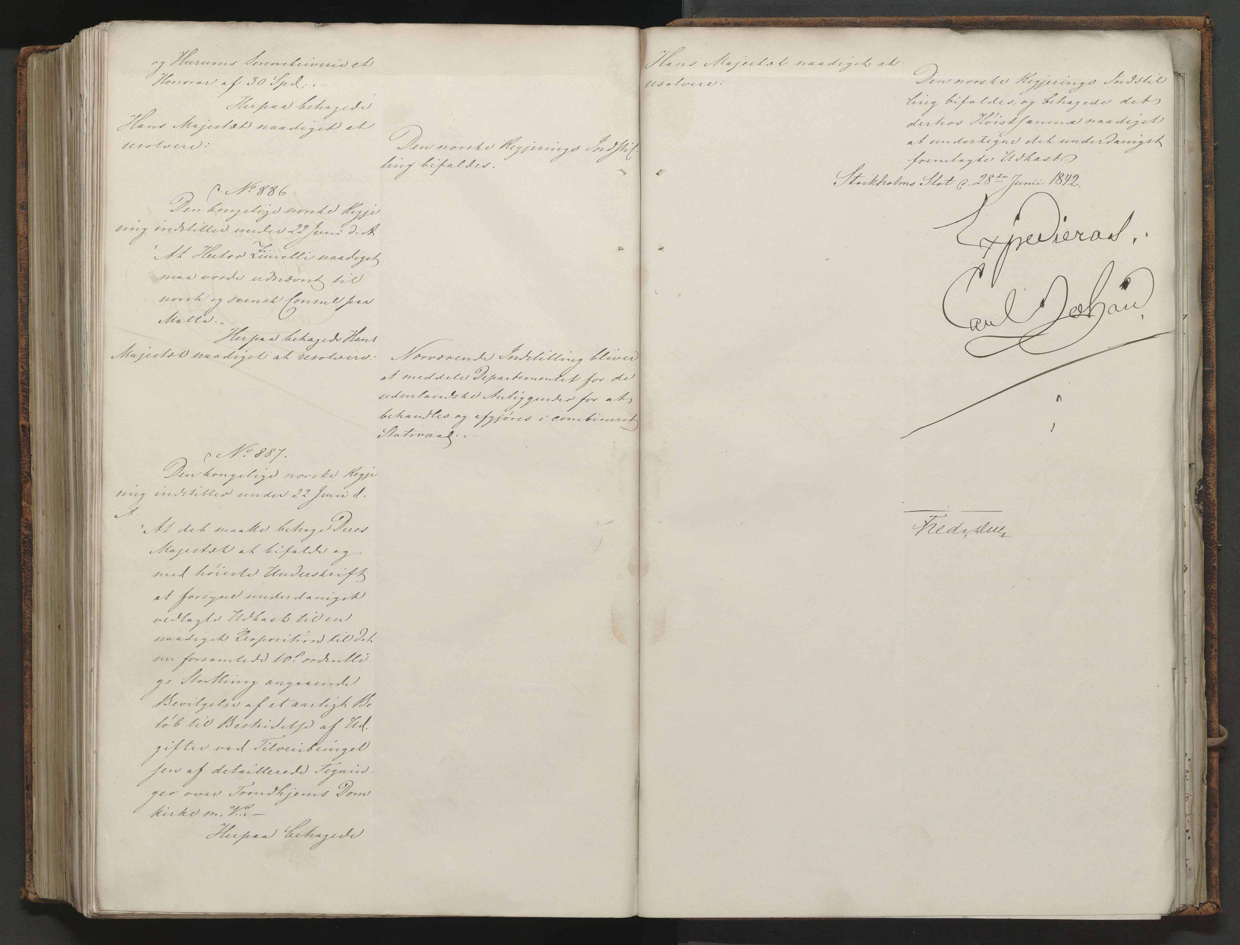 Statsrådssekretariatet, AV/RA-S-1001/A/Ab/L0055: Kgl. res. nr. 1-887, 1. halvår, 1842