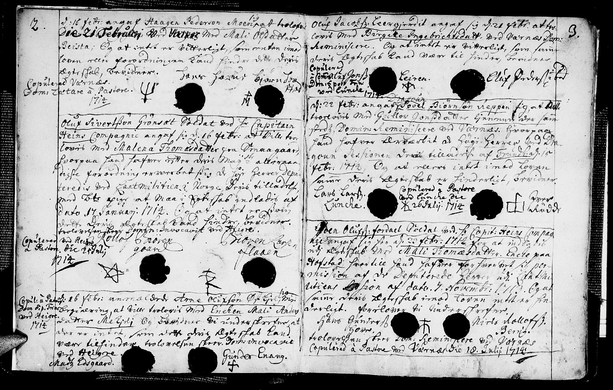 Ministerialprotokoller, klokkerbøker og fødselsregistre - Nord-Trøndelag, AV/SAT-A-1458/709/L0053: Ministerialbok nr. 709A01, 1714-1729, s. 2-3