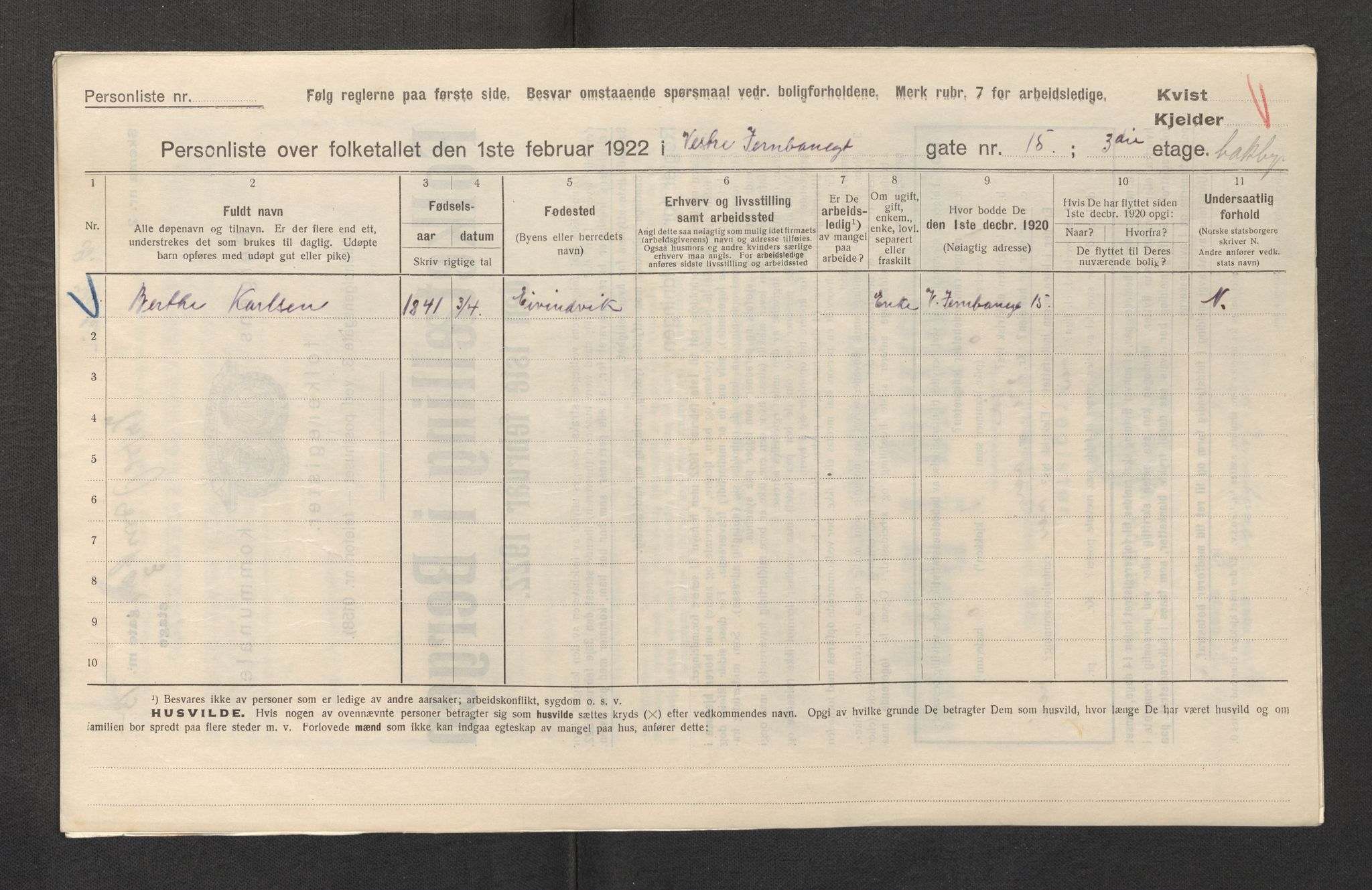 SAB, Kommunal folketelling 1922 for Bergen kjøpstad, 1922, s. 15987