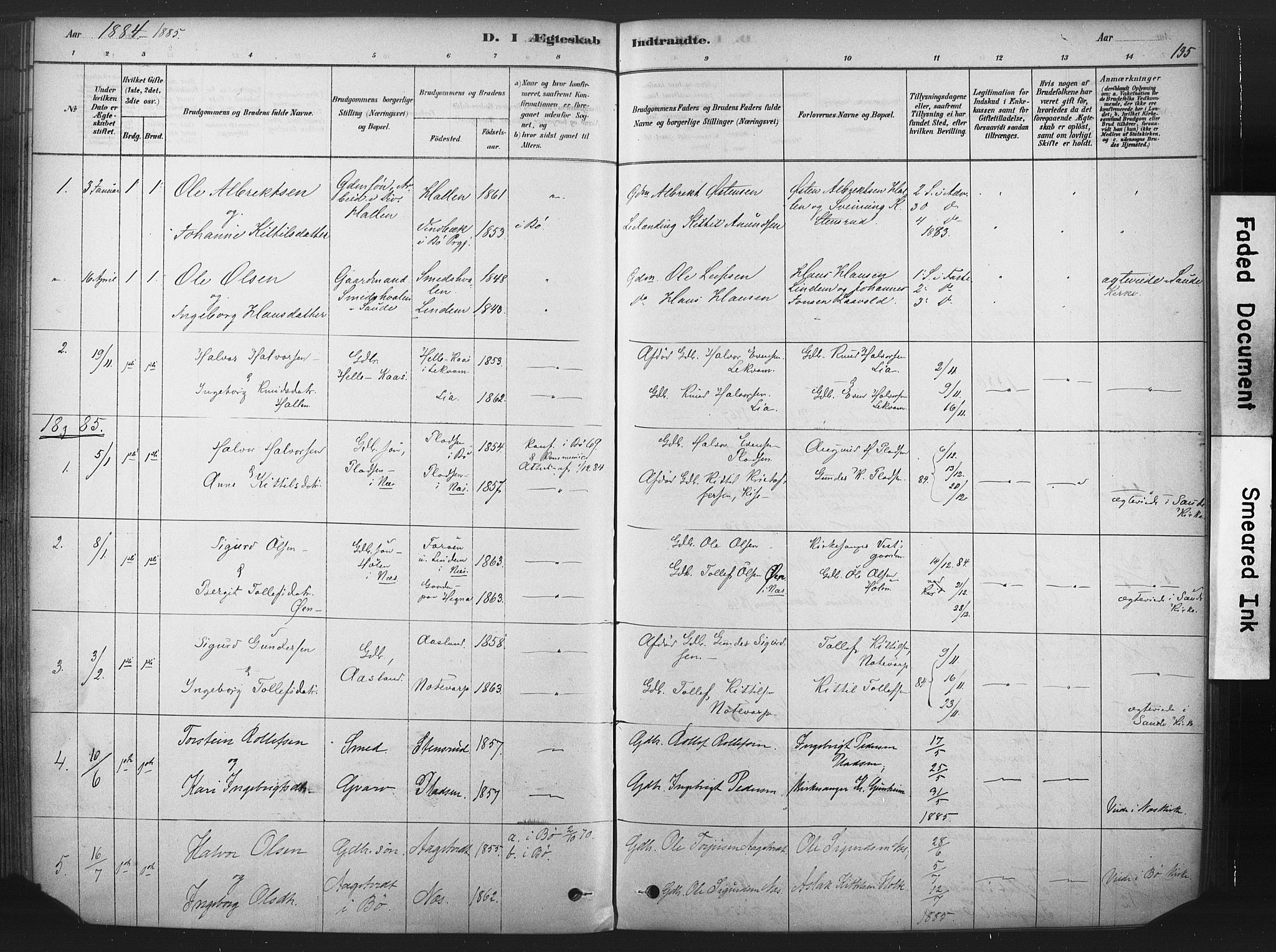 Sauherad kirkebøker, AV/SAKO-A-298/F/Fb/L0002: Ministerialbok nr. II 2, 1878-1901, s. 135