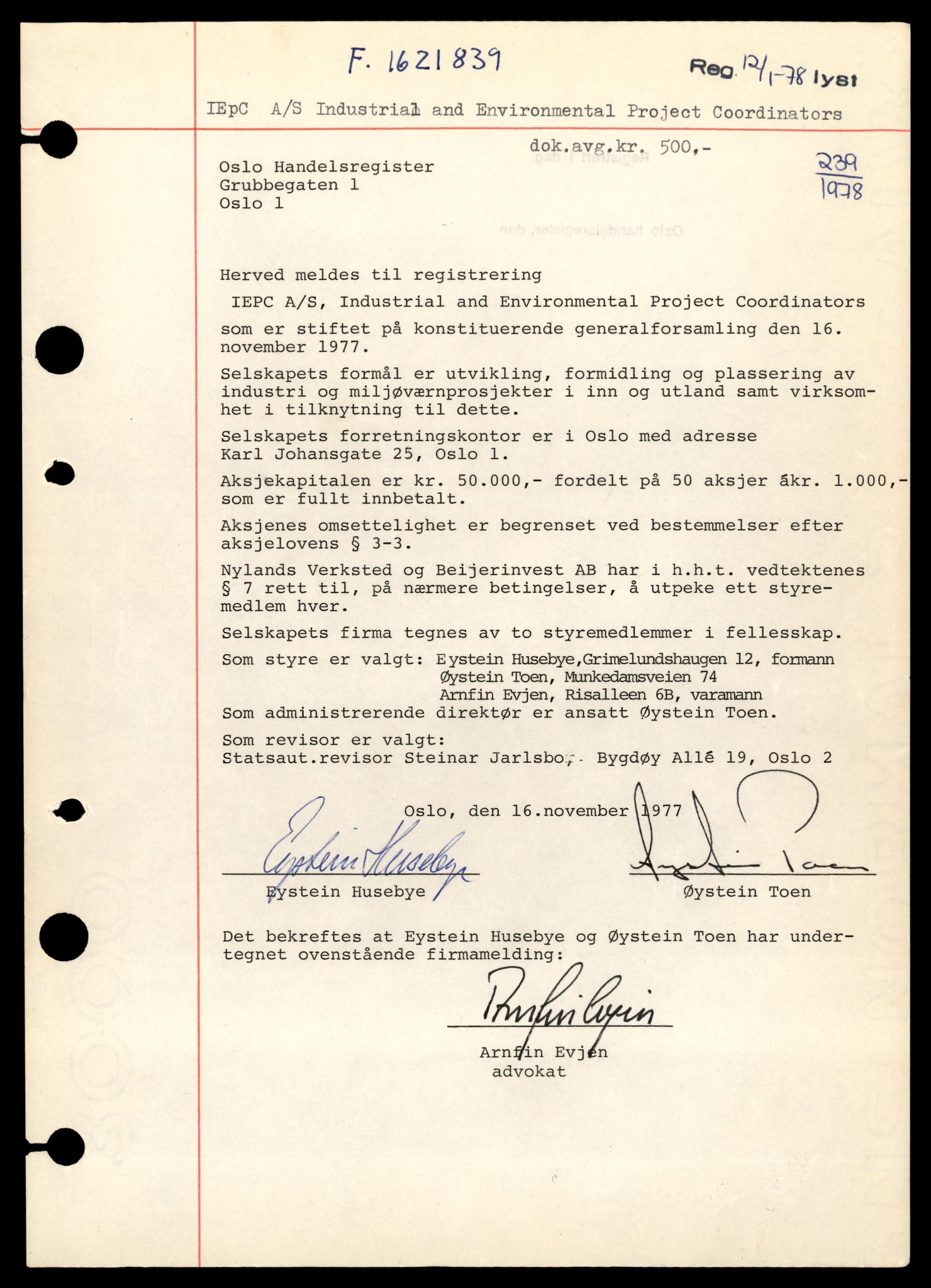 Oslo byfogd, Handelsregisteret, AV/SAT-A-10867/G/Gb/Gbb/L0058: Registreringsmeldinger, I-K, 1983, s. 1