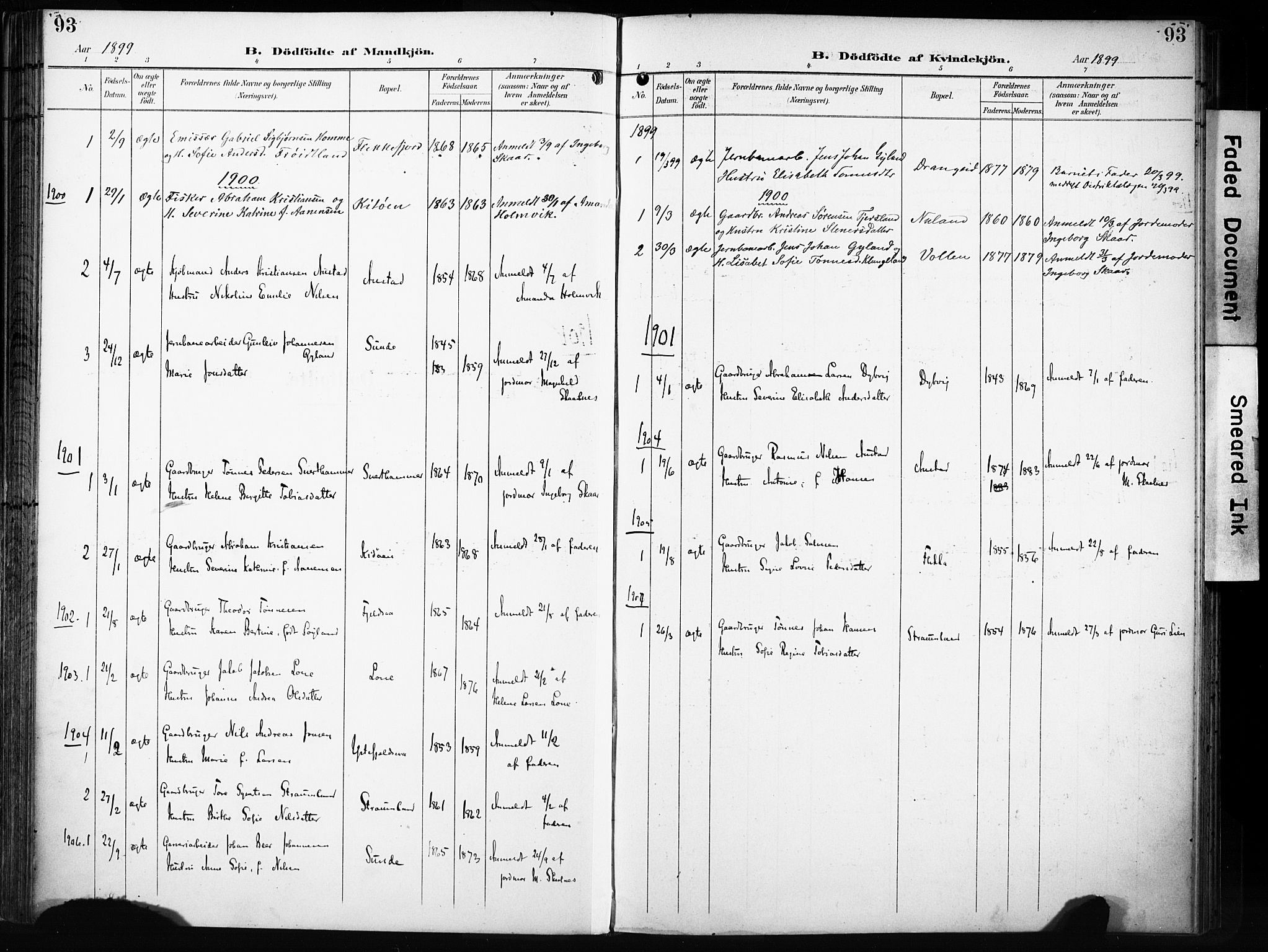 Flekkefjord sokneprestkontor, AV/SAK-1111-0012/F/Fa/Fac/L0009: Ministerialbok nr. A 9, 1899-1909, s. 93