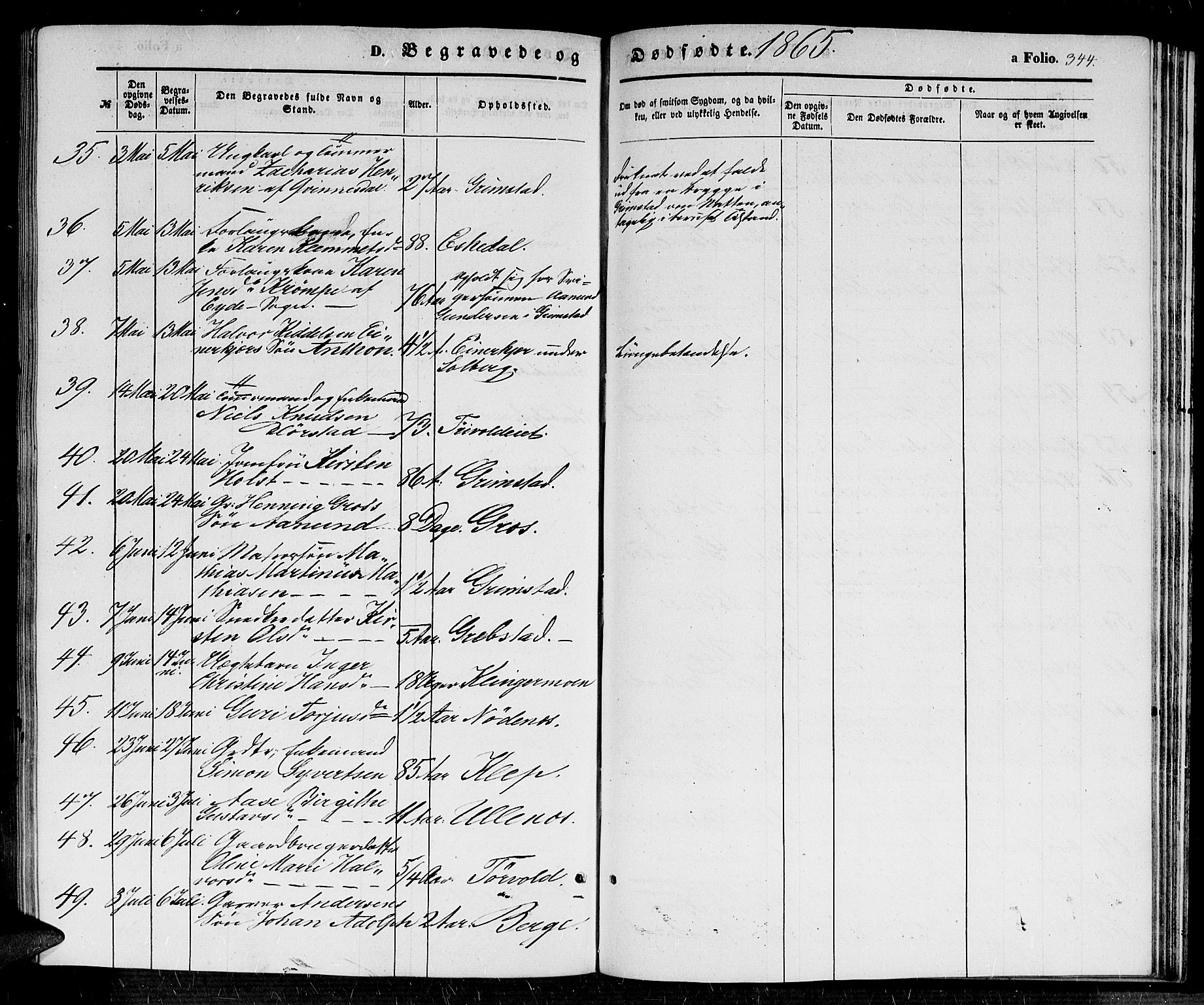 Fjære sokneprestkontor, AV/SAK-1111-0011/F/Fb/L0008: Klokkerbok nr. B 8, 1854-1867, s. 344