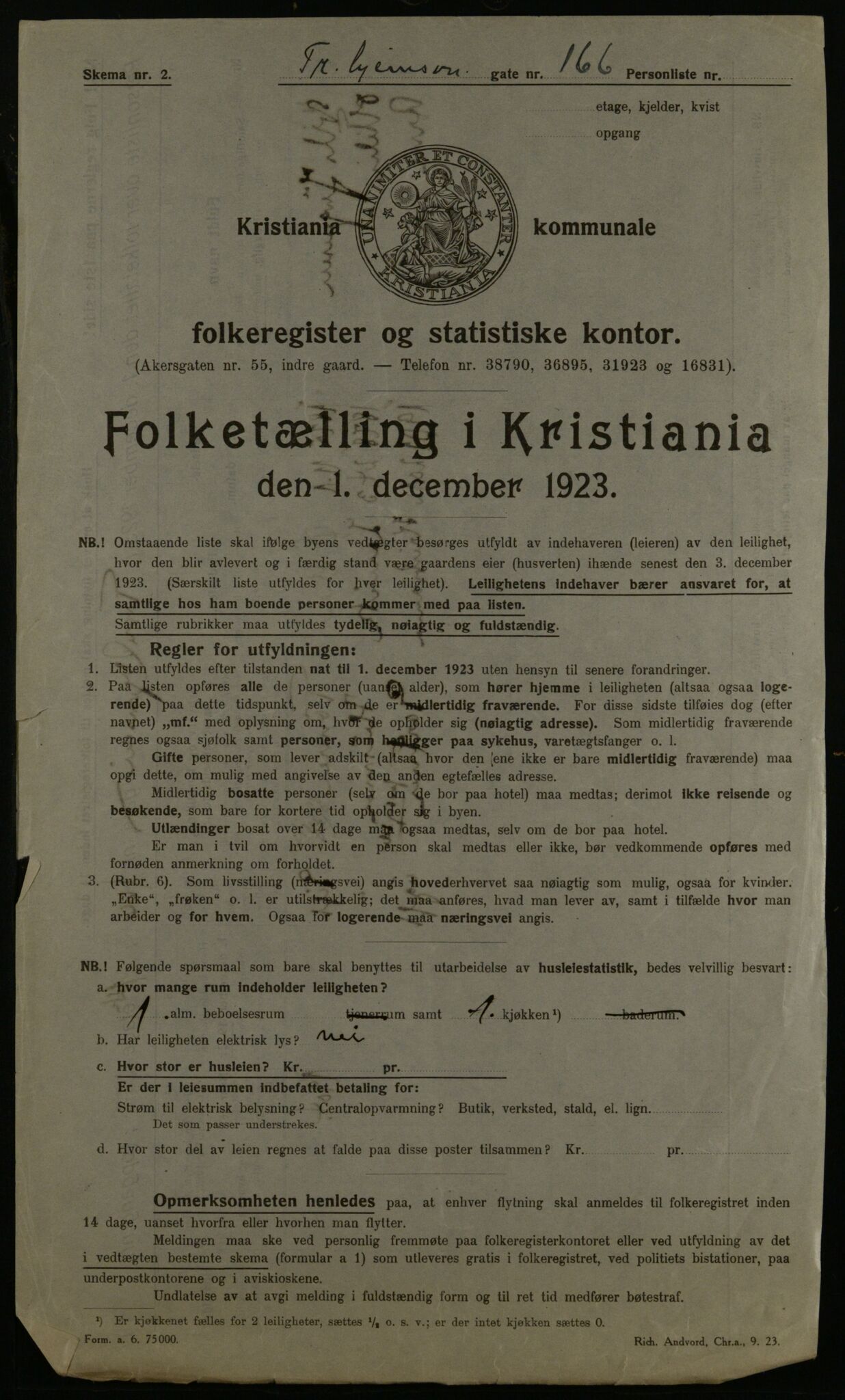 OBA, Kommunal folketelling 1.12.1923 for Kristiania, 1923, s. 129122