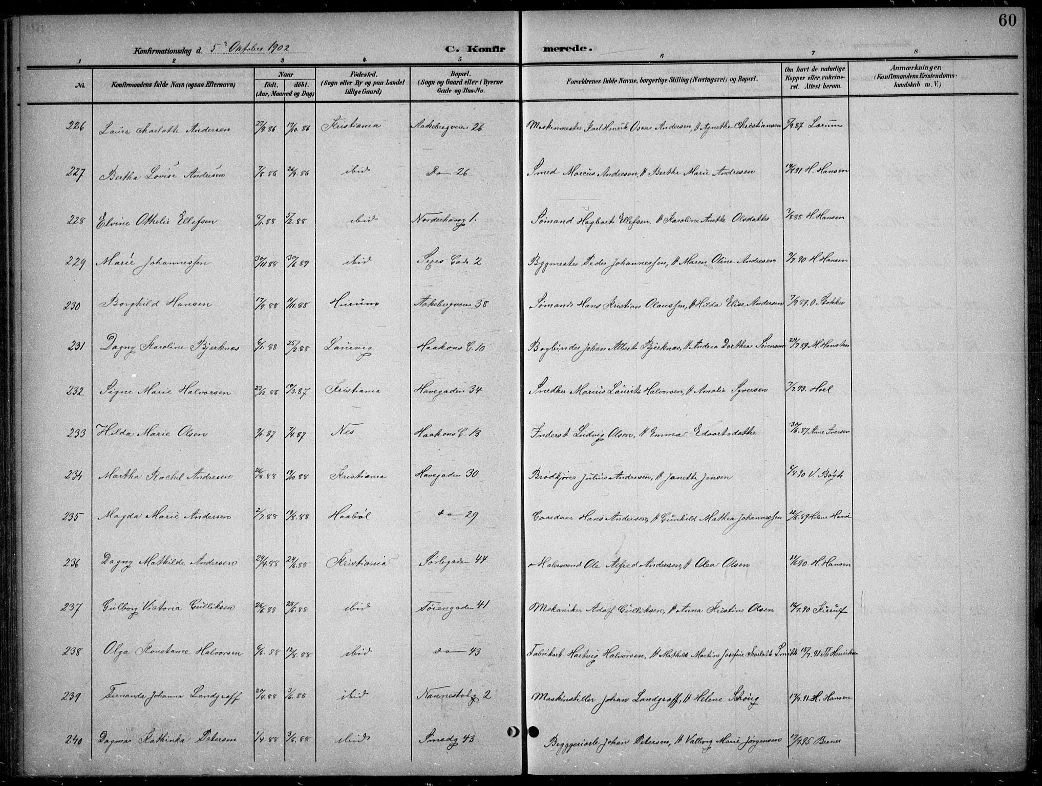 Kampen prestekontor Kirkebøker, AV/SAO-A-10853/F/Fa/L0009: Ministerialbok nr. I 9, 1899-1911, s. 60