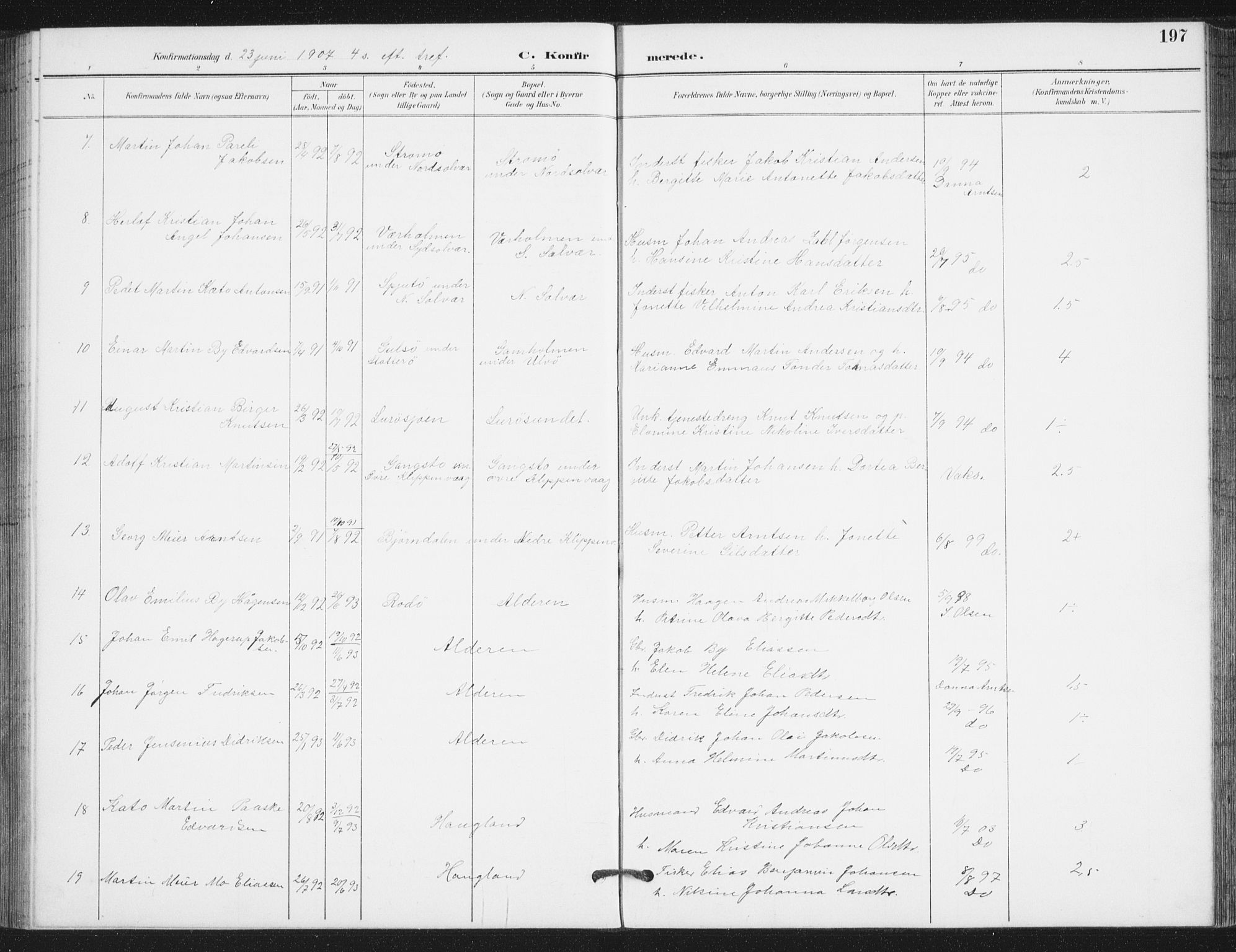 Ministerialprotokoller, klokkerbøker og fødselsregistre - Nordland, AV/SAT-A-1459/839/L0573: Klokkerbok nr. 839C03, 1892-1917, s. 197