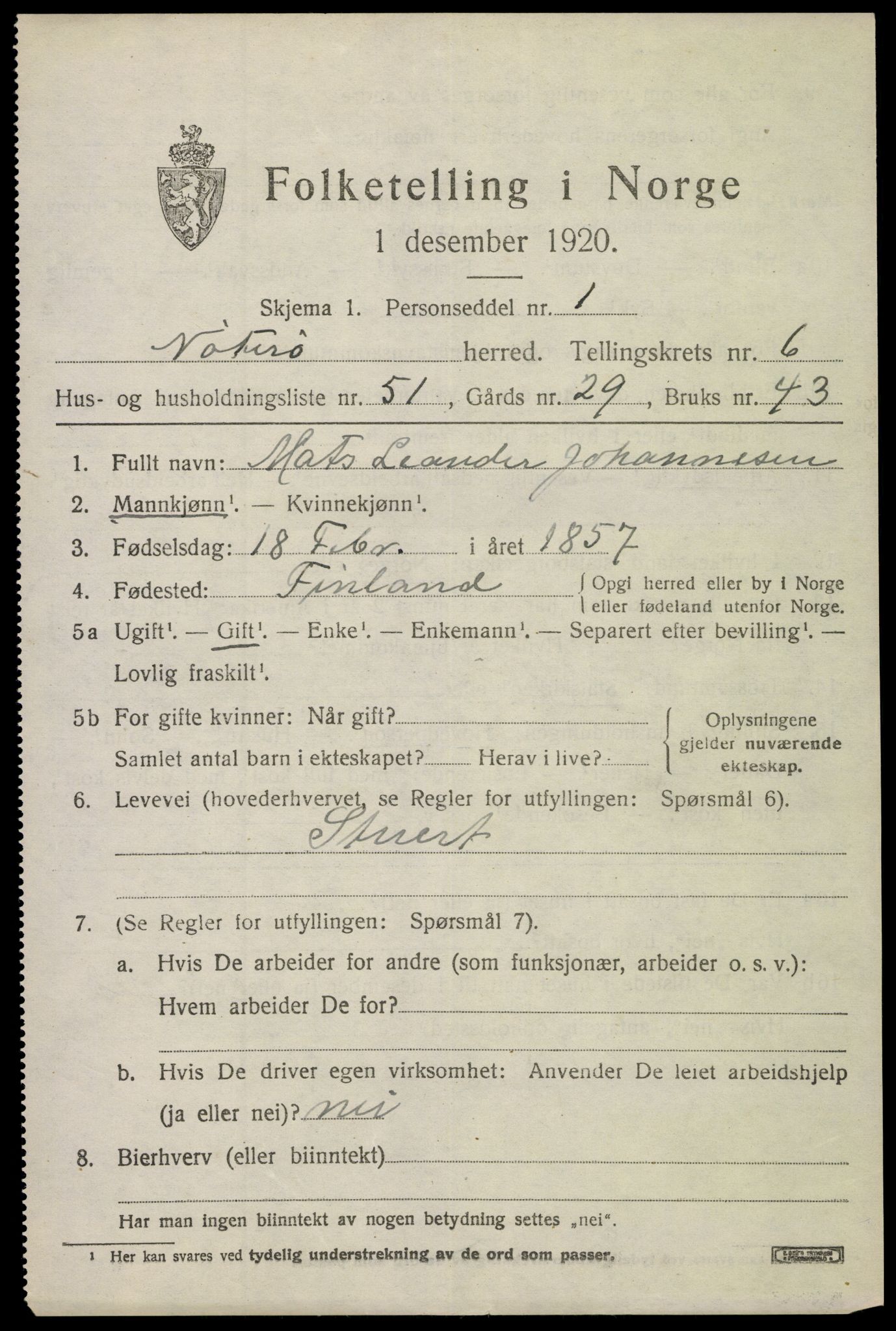 SAKO, Folketelling 1920 for 0722 Nøtterøy herred, 1920, s. 8837