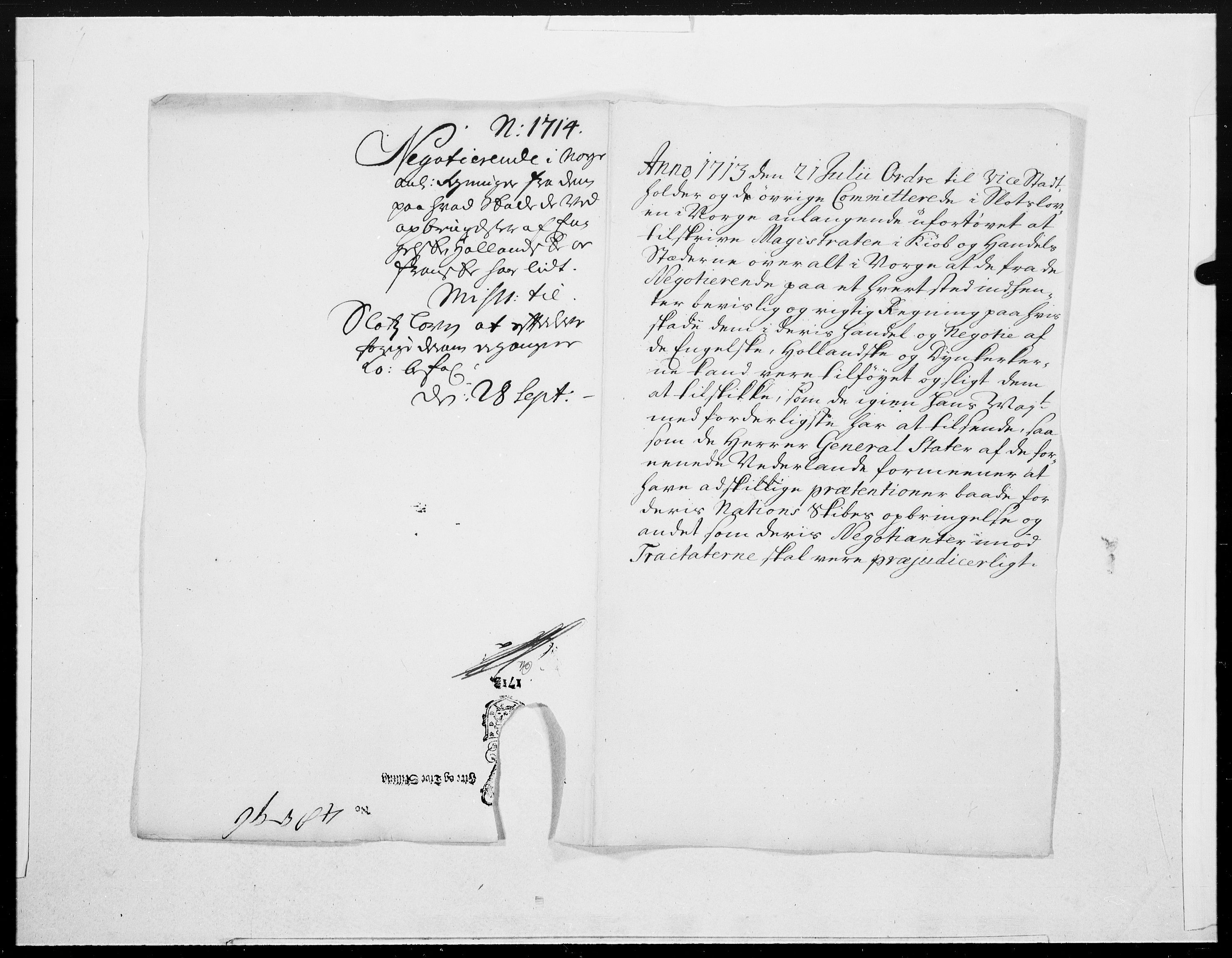 Danske Kanselli 1572-1799, AV/RA-EA-3023/F/Fc/Fcc/Fcca/L0075: Norske innlegg 1572-1799, 1714, s. 311