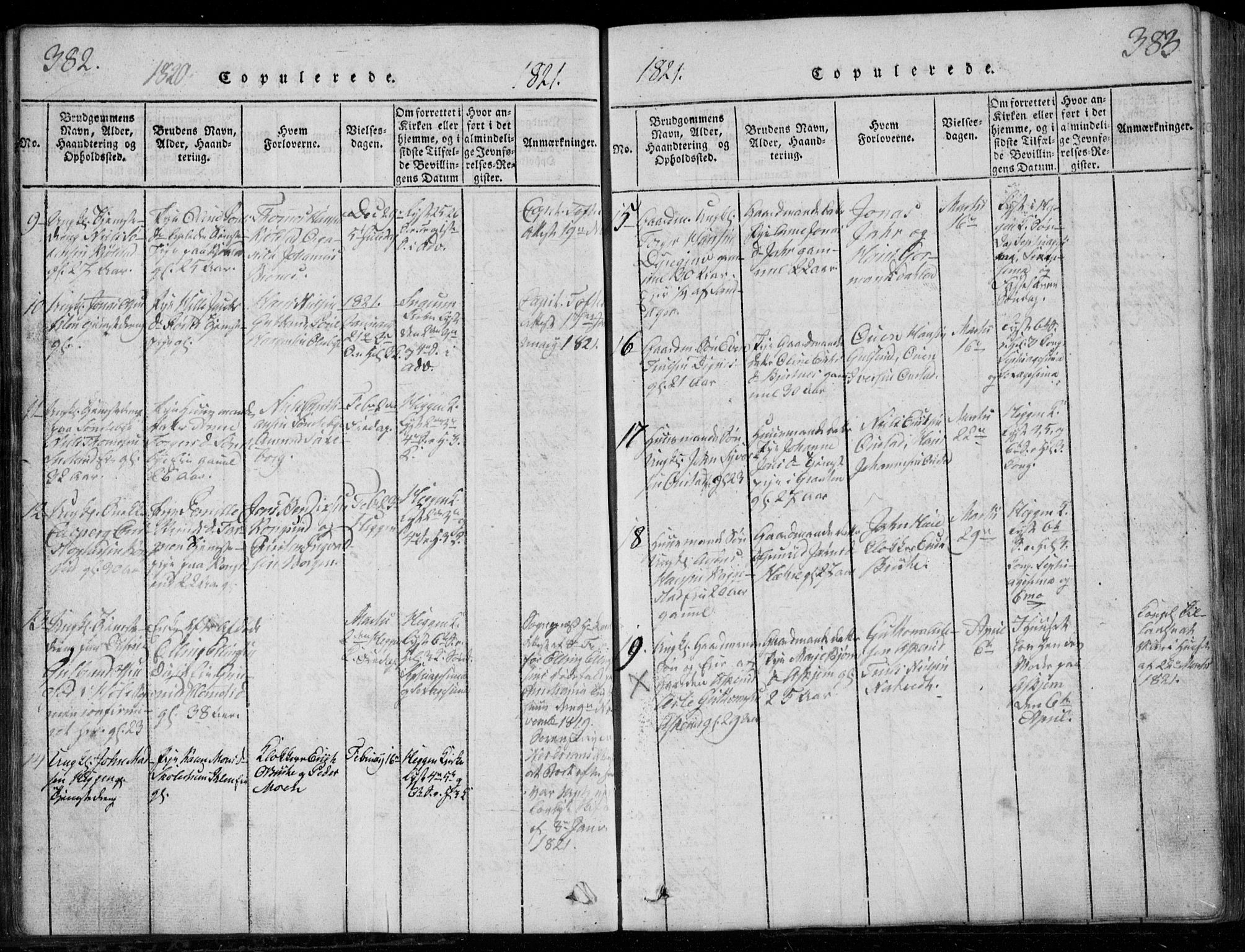 Modum kirkebøker, AV/SAKO-A-234/G/Ga/L0001: Klokkerbok nr. I 1, 1818-1824, s. 382-383