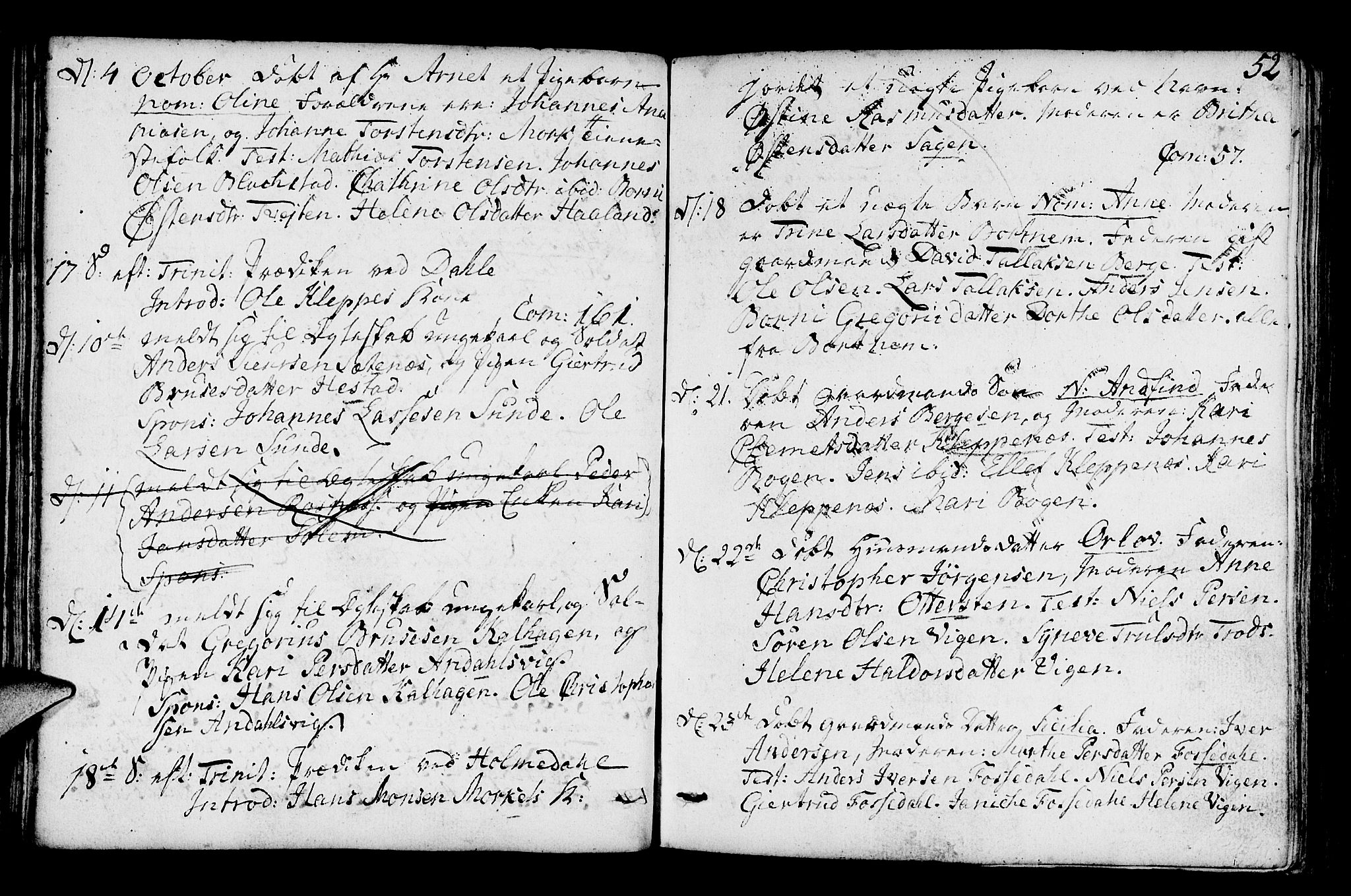 Fjaler sokneprestembete, AV/SAB-A-79801/H/Haa/Haaa/L0003: Ministerialbok nr. A 3, 1799-1814, s. 52
