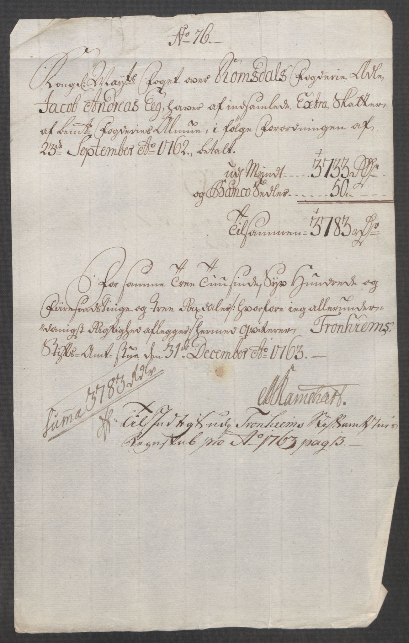 Rentekammeret inntil 1814, Reviderte regnskaper, Fogderegnskap, RA/EA-4092/R55/L3730: Ekstraskatten Romsdal, 1762-1763, s. 546