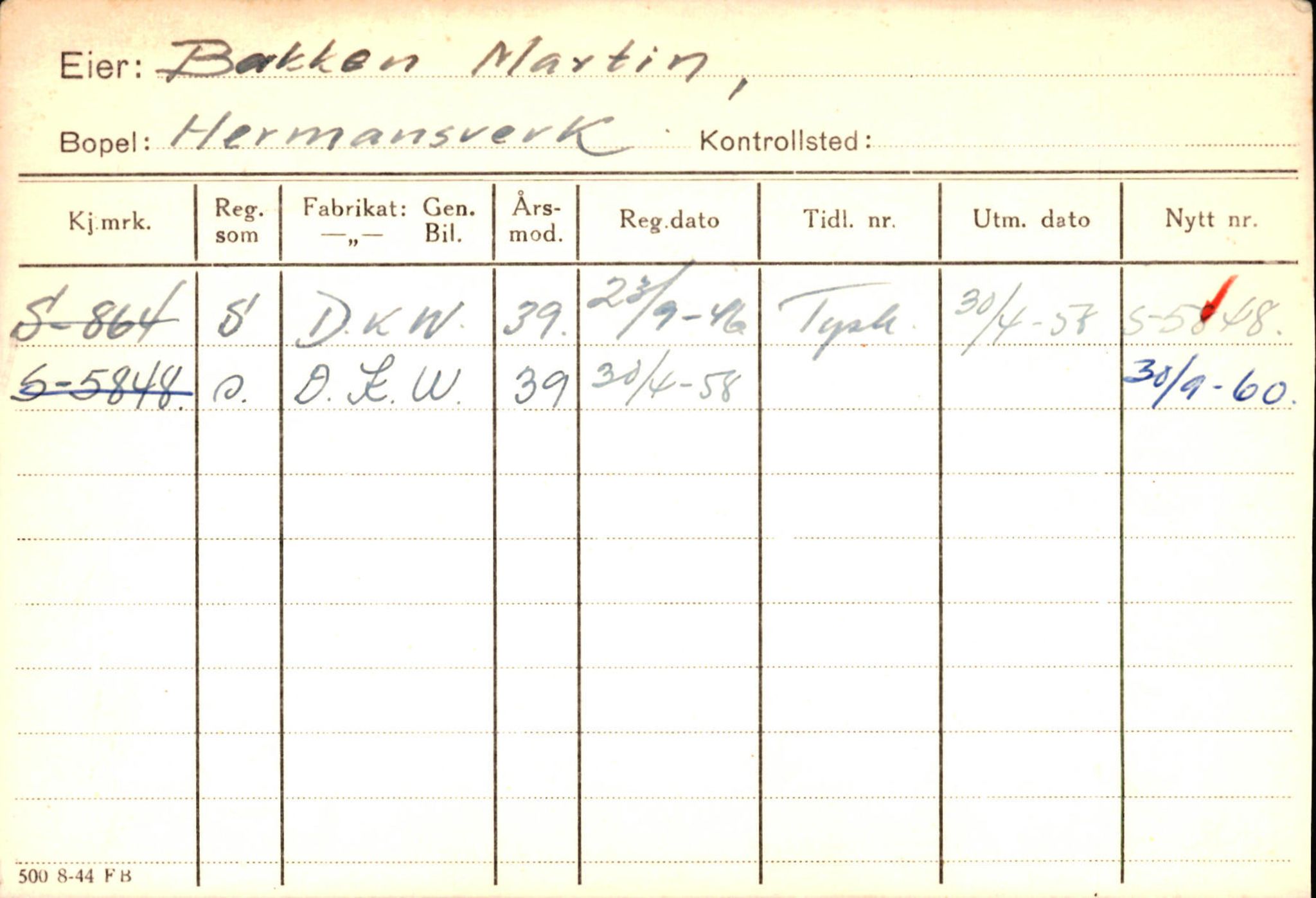 Statens vegvesen, Sogn og Fjordane vegkontor, SAB/A-5301/4/F/L0126: Eigarregister Fjaler M-Å. Leikanger A-Å, 1945-1975, s. 819