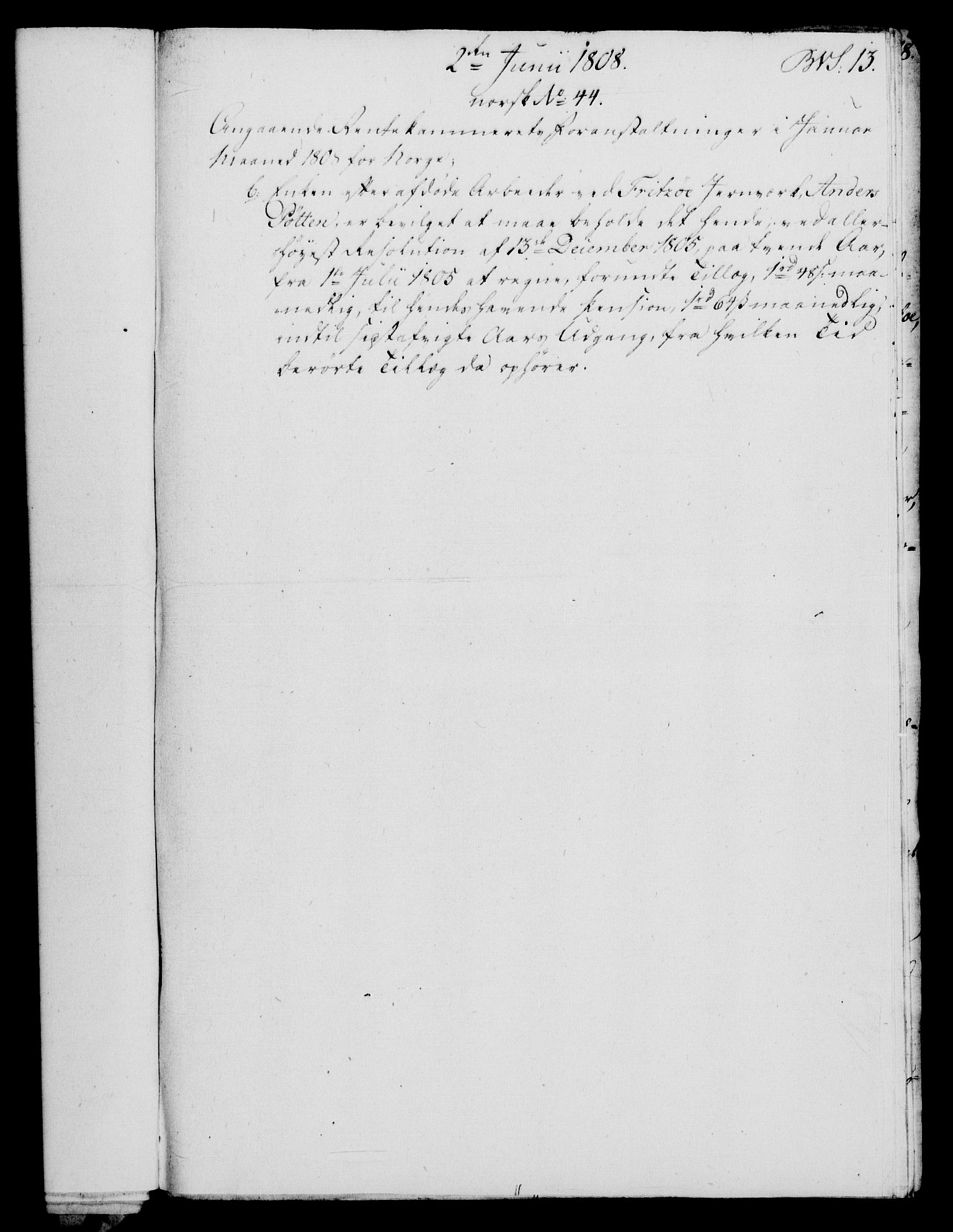 Rentekammeret, Renteskriverkontorene, AV/RA-EA-3115/M/Mf/Mfb/L0008: Relasjons- og resolusjonsprotokoll med register (merket RK 54.14), 1807-1808