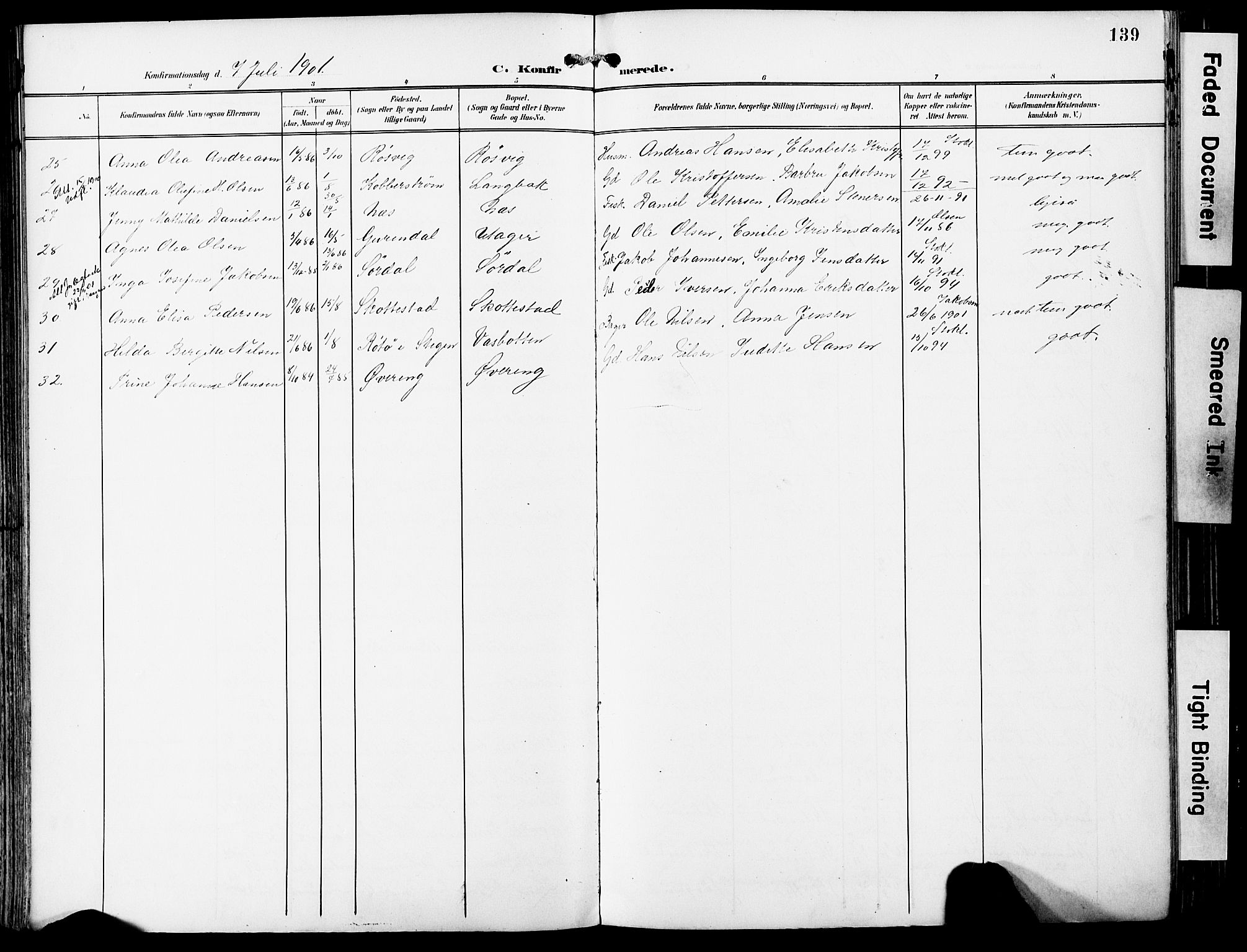 Ministerialprotokoller, klokkerbøker og fødselsregistre - Nordland, SAT/A-1459/859/L0848: Ministerialbok nr. 859A08, 1900-1912, s. 139