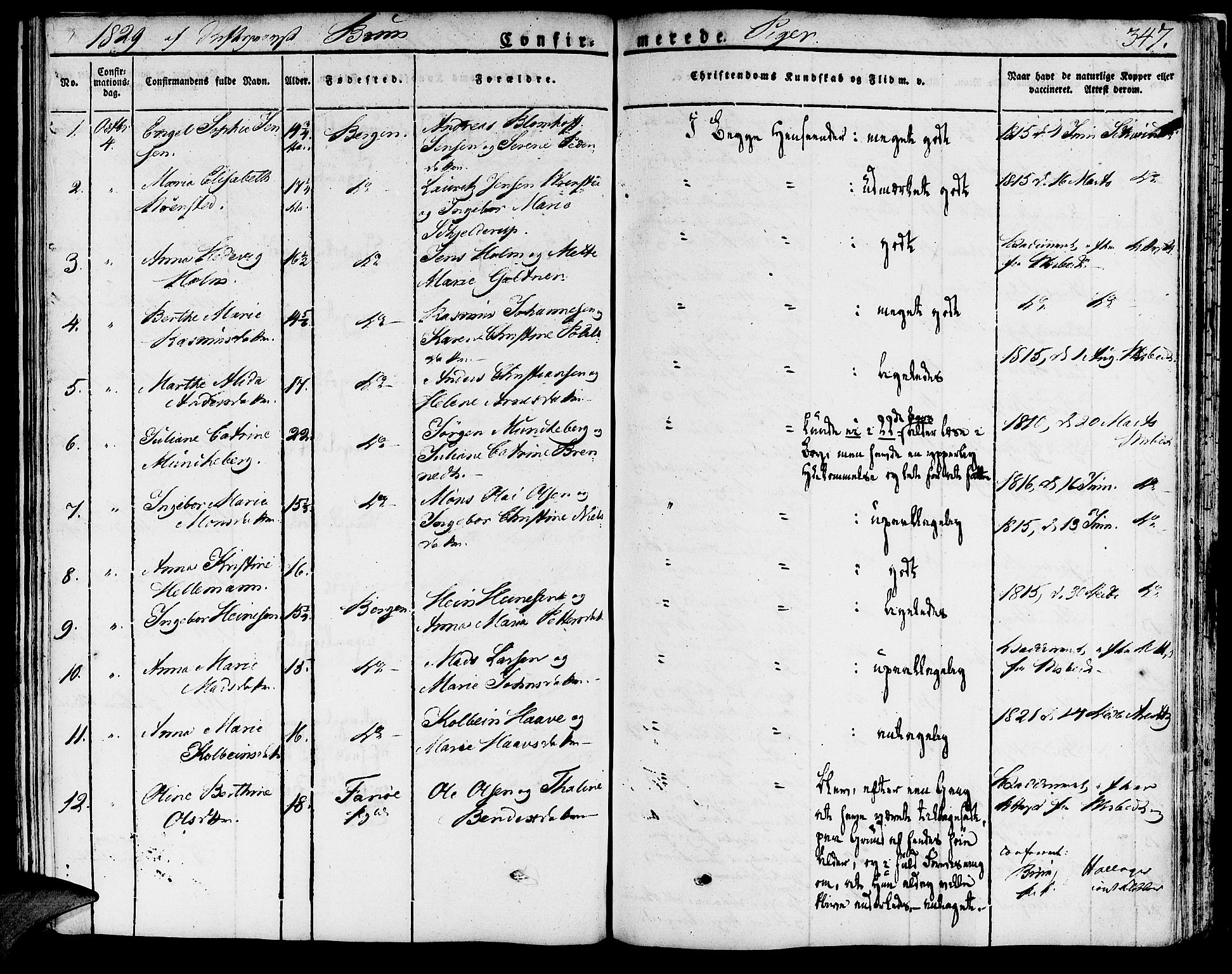 Domkirken sokneprestembete, SAB/A-74801/H/Haa/L0012: Ministerialbok nr. A 12, 1821-1840, s. 347