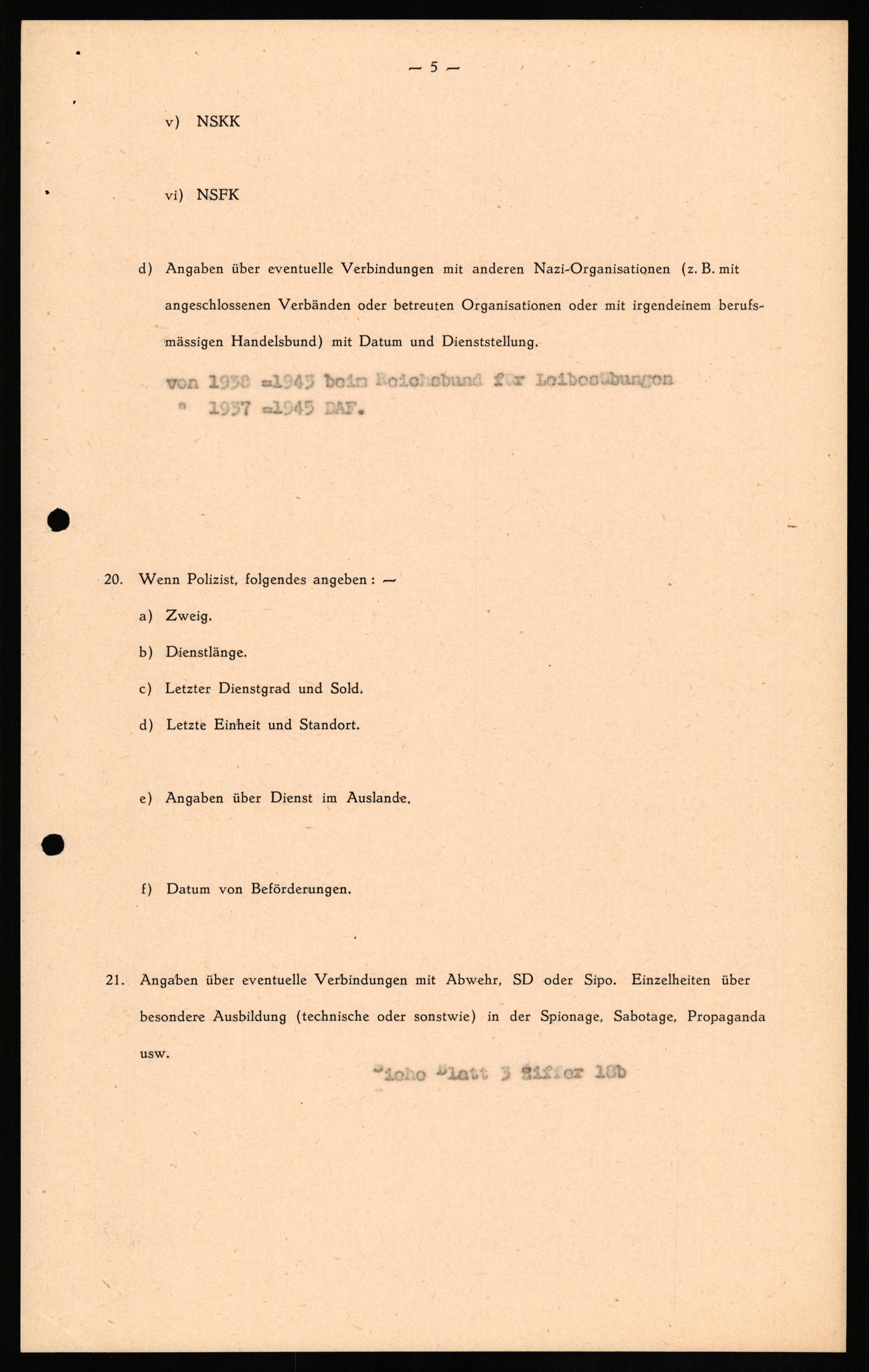 Forsvaret, Forsvarets overkommando II, RA/RAFA-3915/D/Db/L0023: CI Questionaires. Tyske okkupasjonsstyrker i Norge. Tyskere., 1945-1946, s. 231