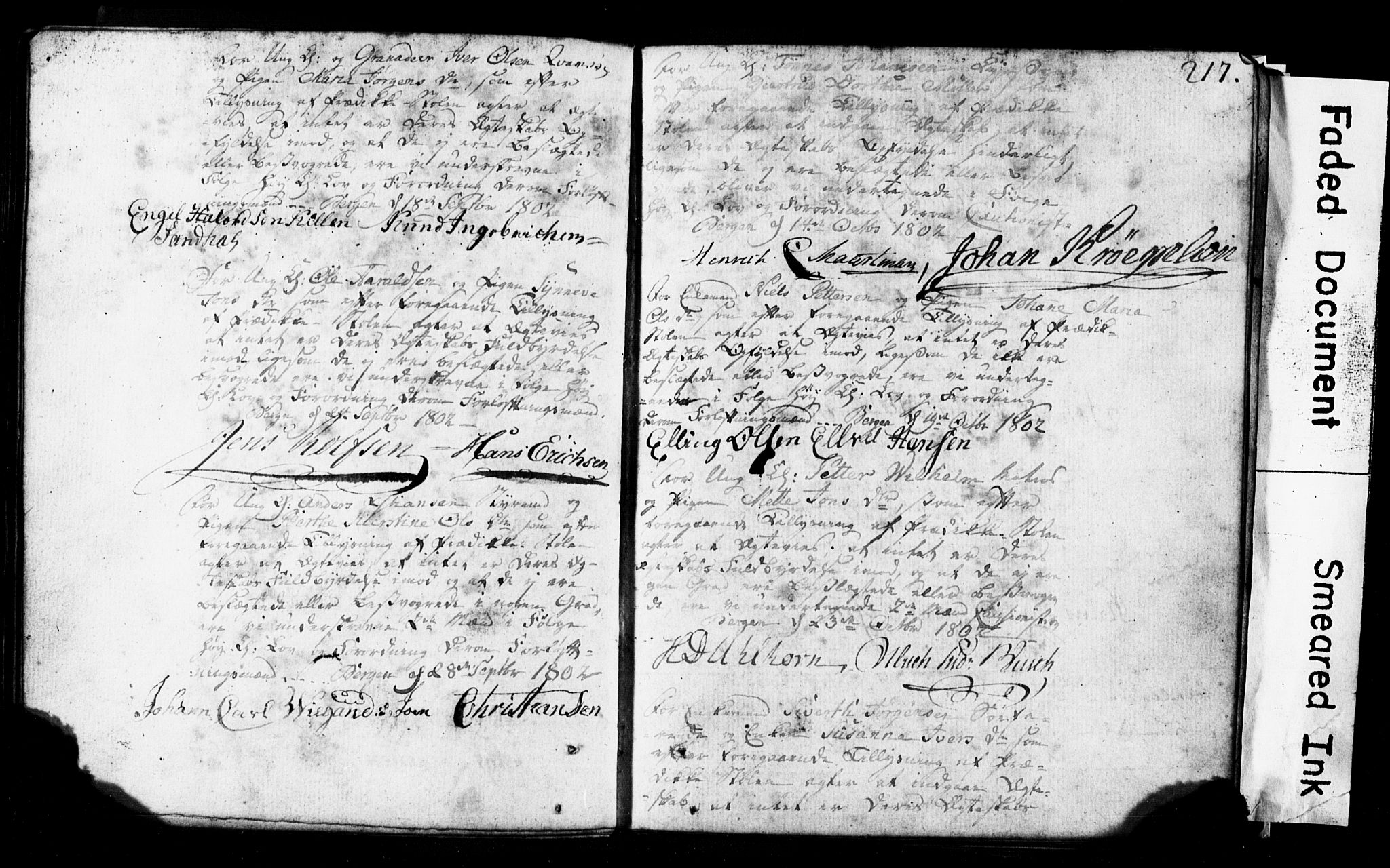 Korskirken sokneprestembete, SAB/A-76101: Forlovererklæringer nr. II.5.1, 1776-1816, s. 217