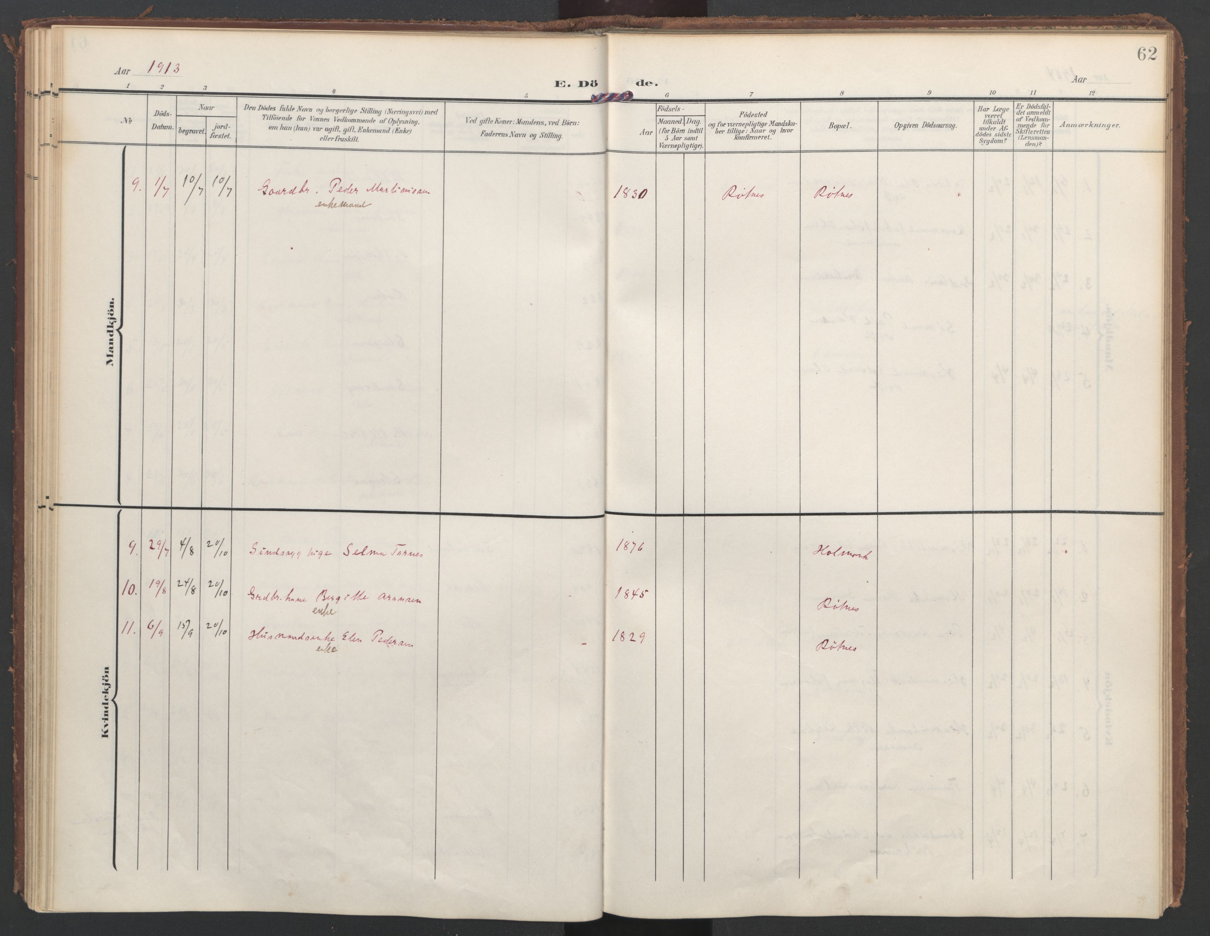 Ministerialprotokoller, klokkerbøker og fødselsregistre - Nordland, AV/SAT-A-1459/855/L0806: Ministerialbok nr. 855A14, 1906-1922, s. 62