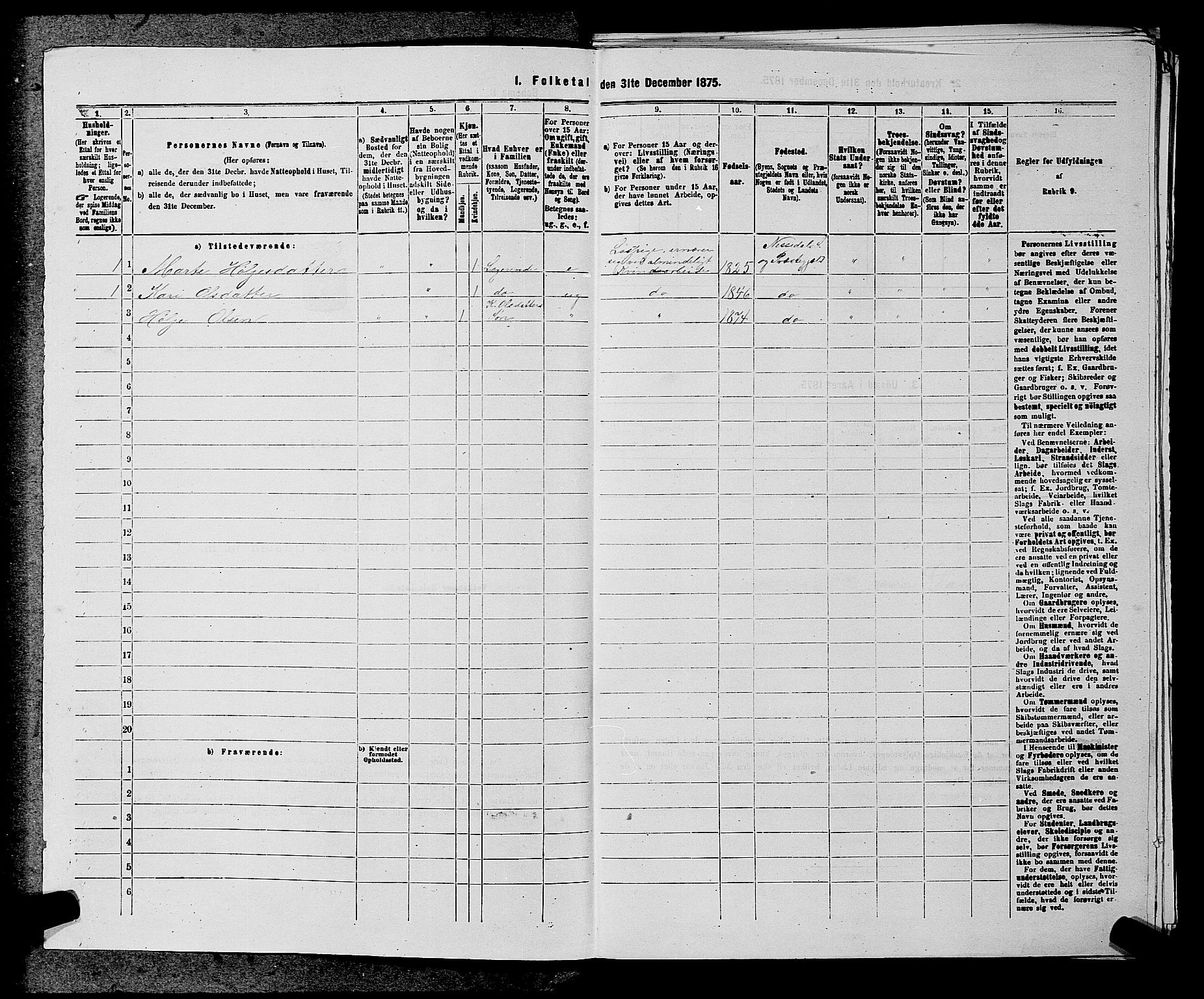 SAKO, Folketelling 1875 for 0830P Nissedal prestegjeld, 1875, s. 280