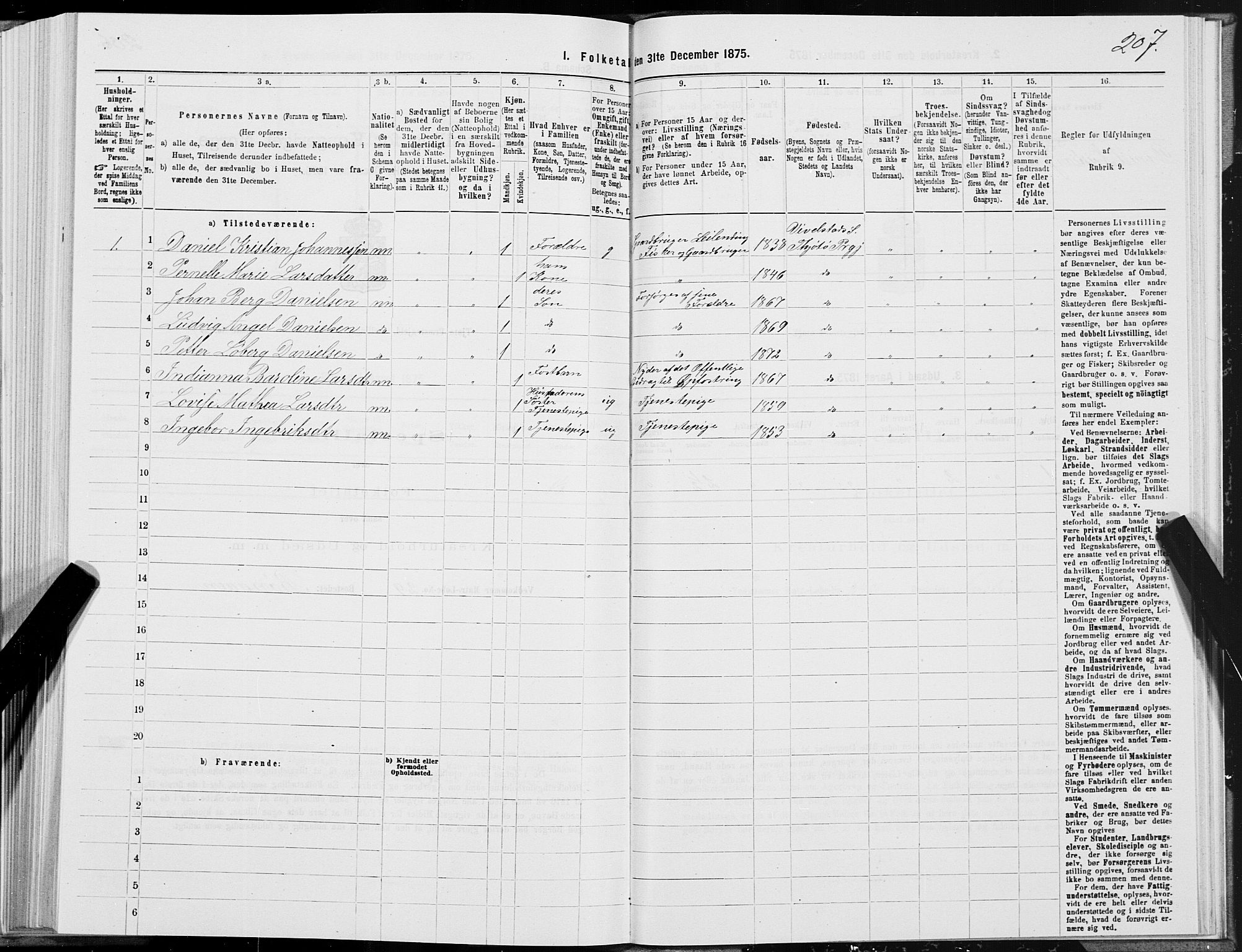 SAT, Folketelling 1875 for 1817P Tjøtta prestegjeld, 1875, s. 1207
