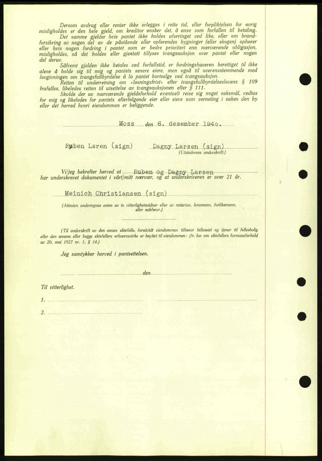 Moss sorenskriveri, SAO/A-10168: Pantebok nr. B10, 1940-1941, Dagboknr: 2030/1940