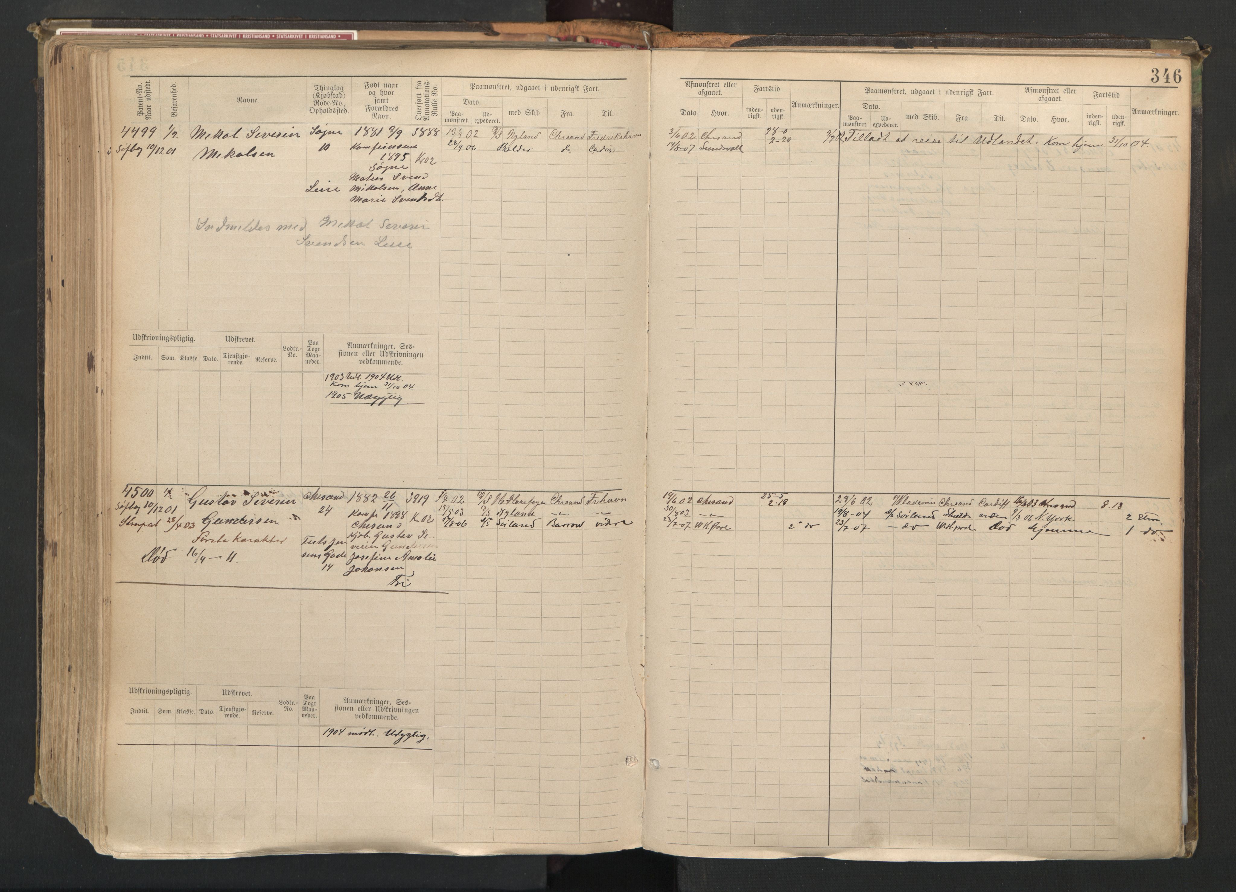 Kristiansand mønstringskrets, AV/SAK-2031-0015/F/Fb/L0008: Hovedrulle nr 3811-4580, I-15, 1893-1940, s. 358