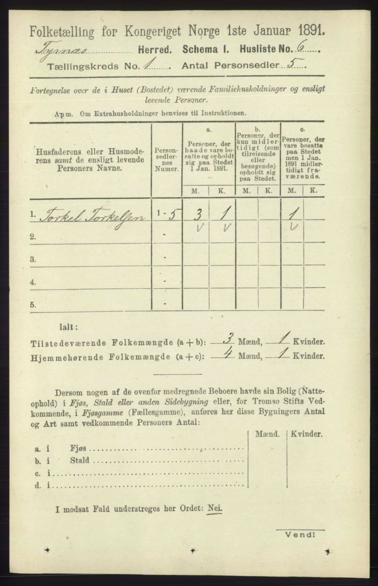 RA, Folketelling 1891 for 1223 Tysnes herred, 1891, s. 38