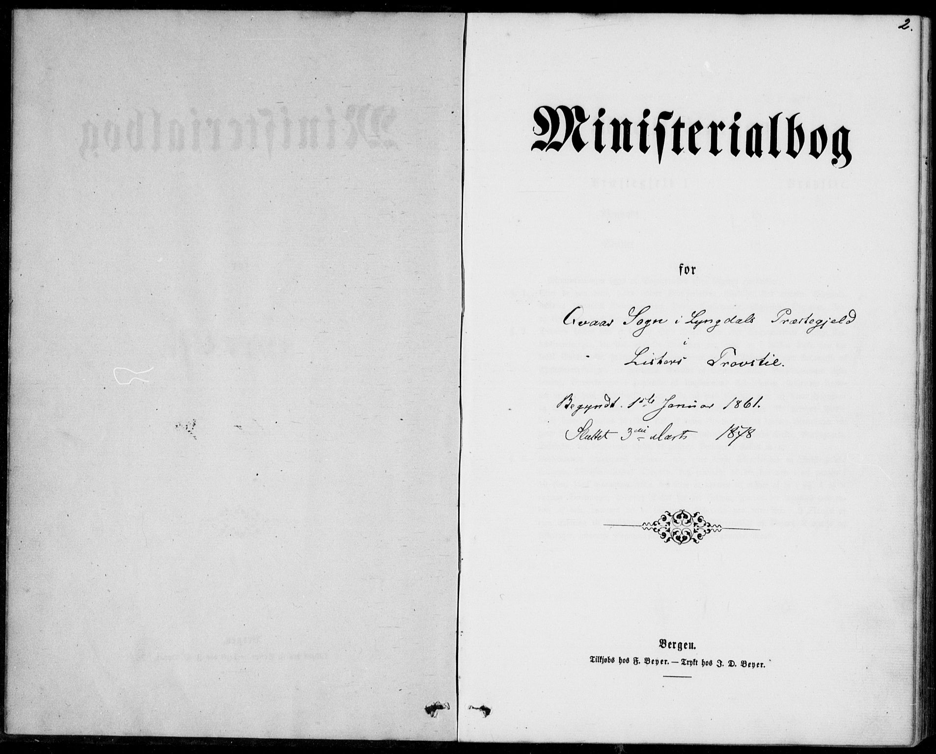 Lyngdal sokneprestkontor, SAK/1111-0029/F/Fa/Fab/L0002: Ministerialbok nr. A 2, 1861-1878, s. 2