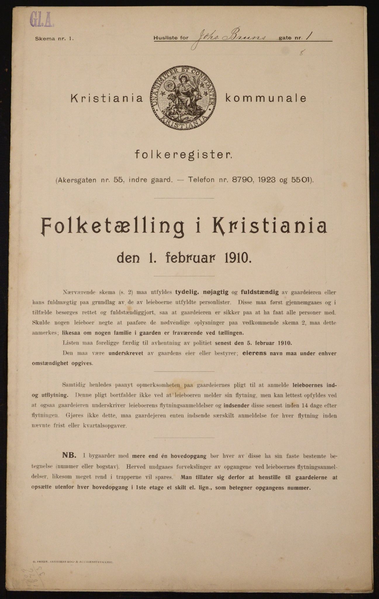 OBA, Kommunal folketelling 1.2.1910 for Kristiania, 1910, s. 45690