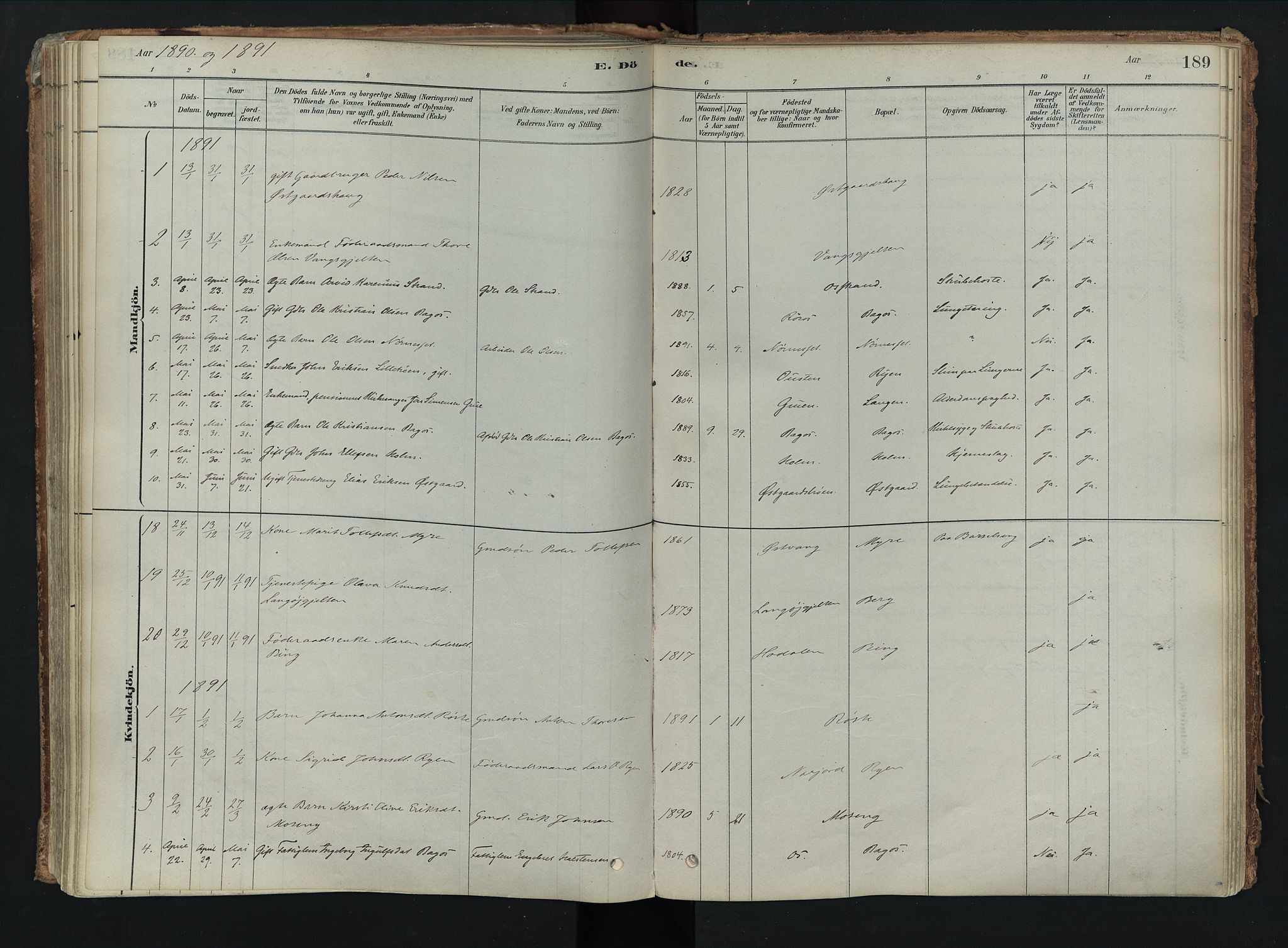 Tolga prestekontor, AV/SAH-PREST-062/K/L0008: Ministerialbok nr. 8, 1877-1910, s. 189