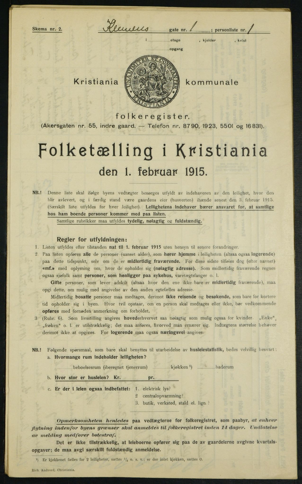 OBA, Kommunal folketelling 1.2.1915 for Kristiania, 1915, s. 12796