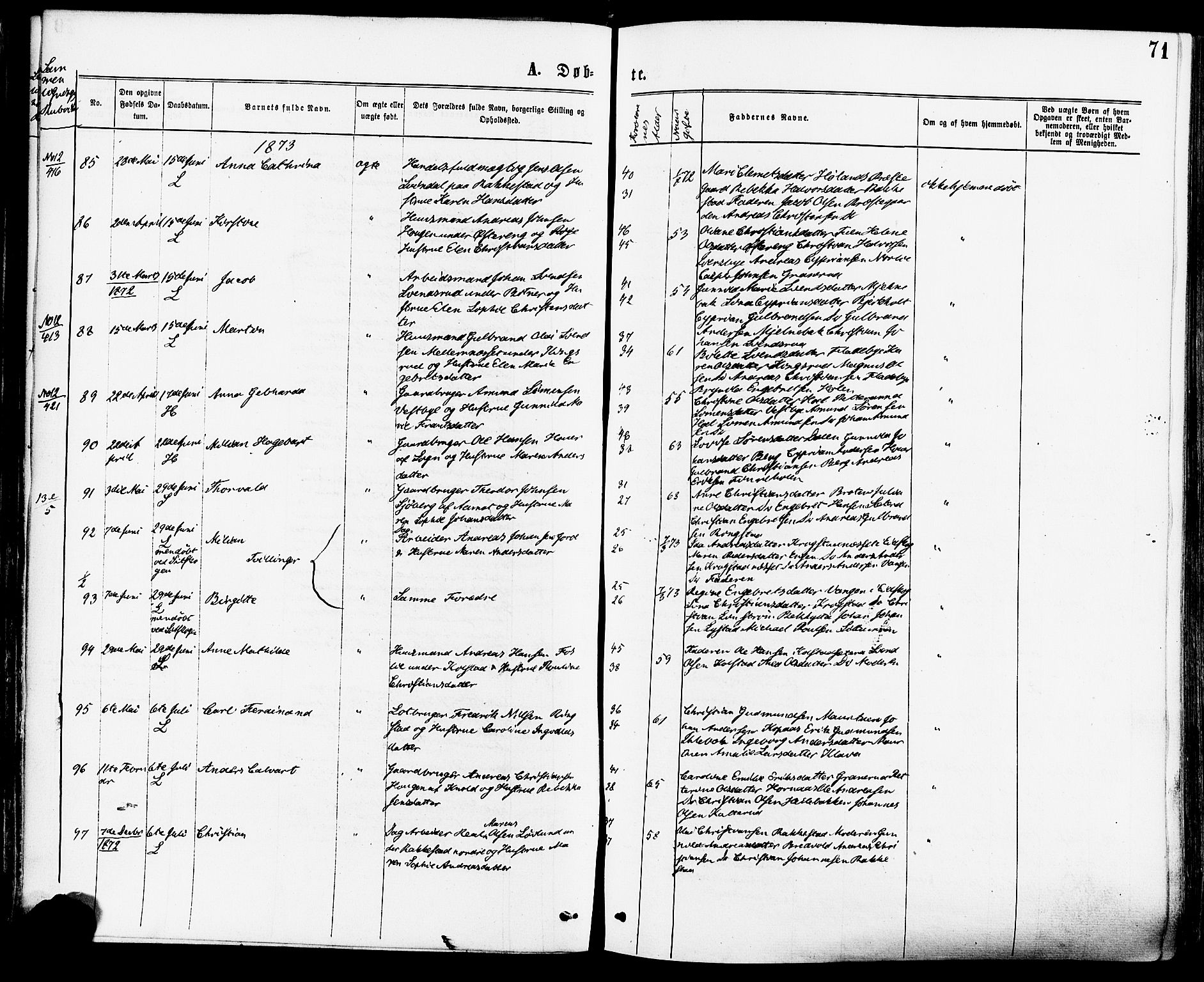 Høland prestekontor Kirkebøker, SAO/A-10346a/F/Fa/L0012.a: Ministerialbok nr. I 12A, 1869-1879, s. 71