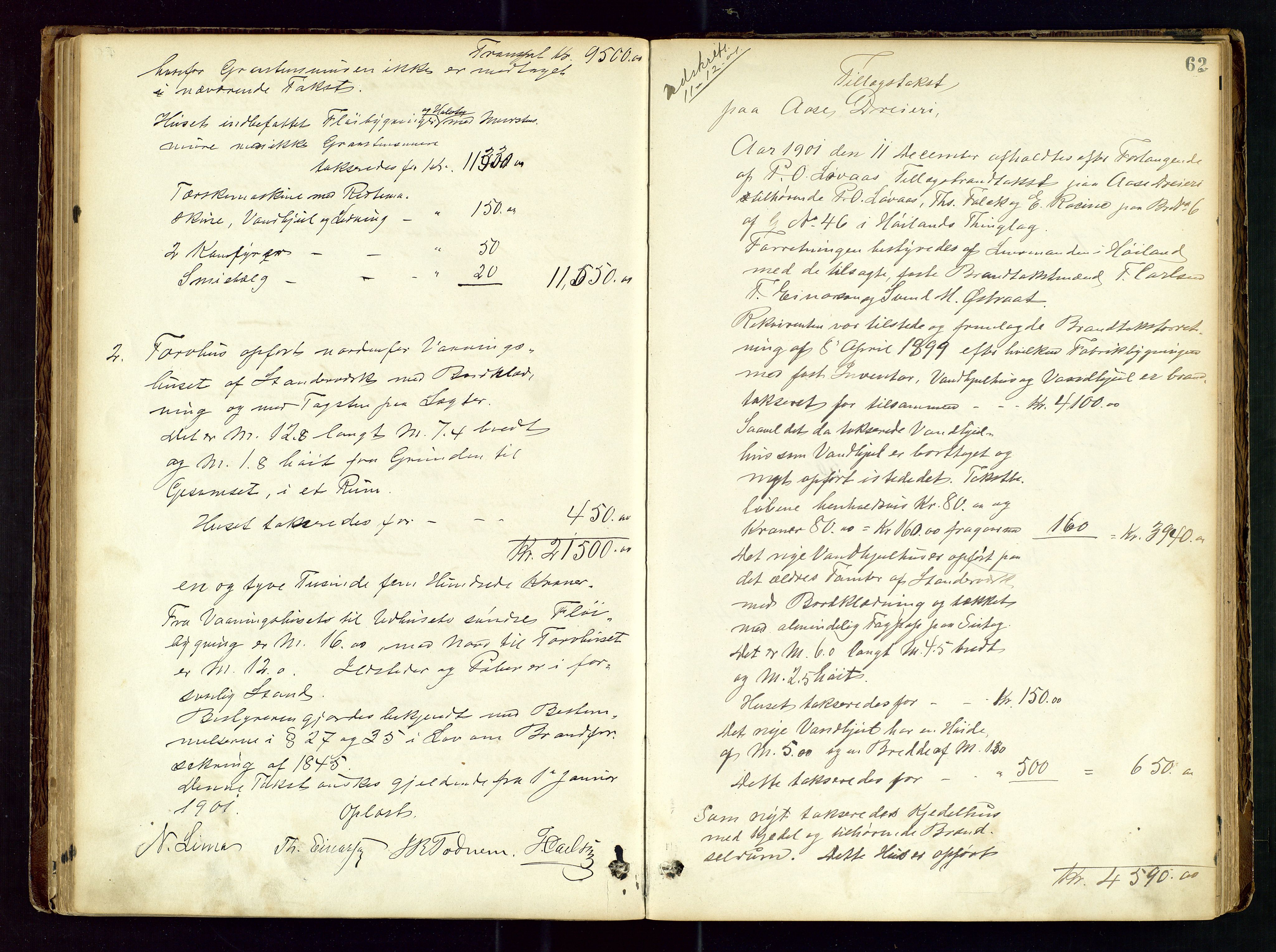 Høyland/Sandnes lensmannskontor, SAST/A-100166/Goa/L0002: "Brandtaxtprotokol for Landafdelingen i Høiland", 1880-1917, s. 61b-62a