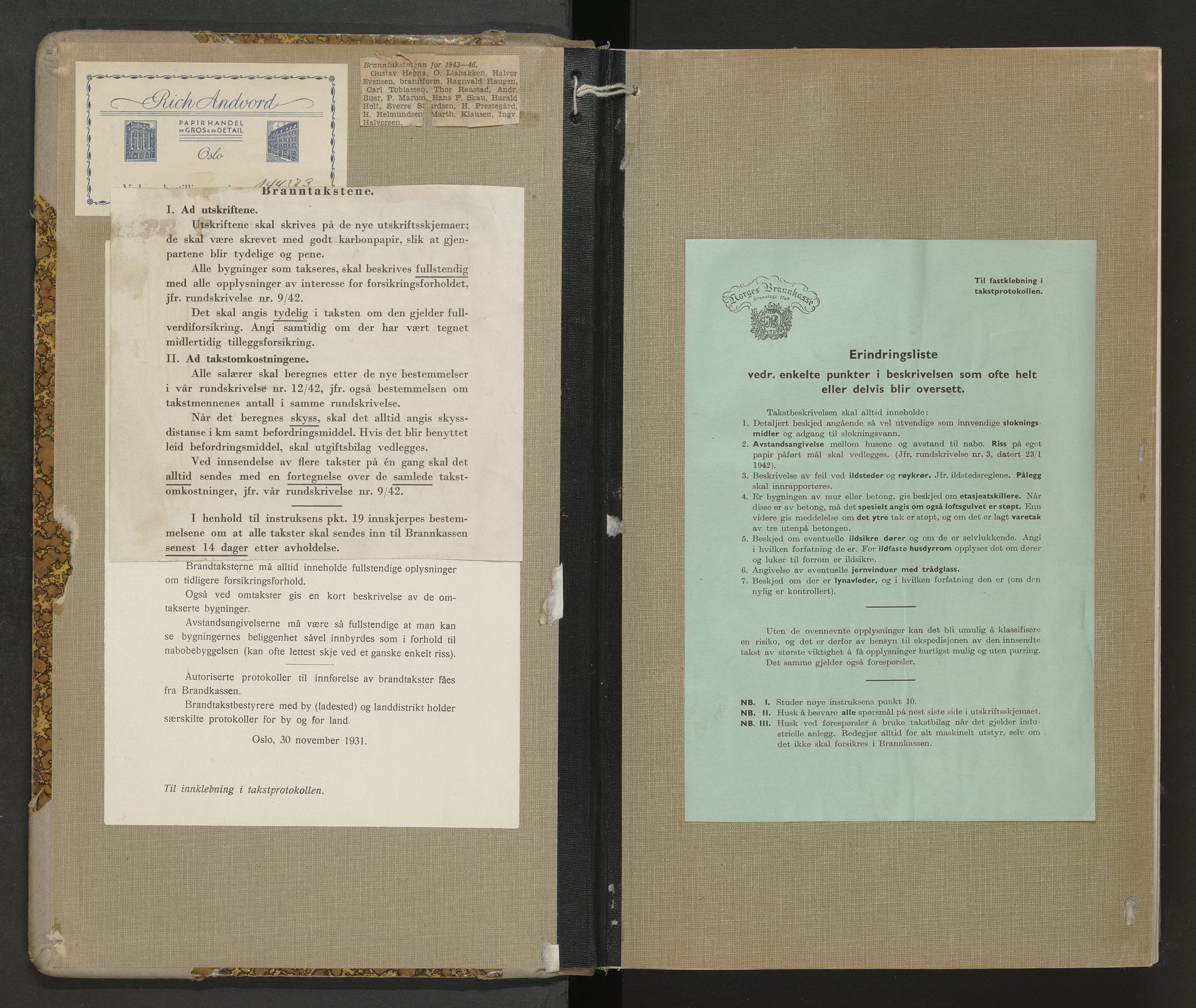 Skien magistrat, AV/SAKO-A-860/F/Fb/Fba/L0035: Branntakstprotokoll, 1943-1949