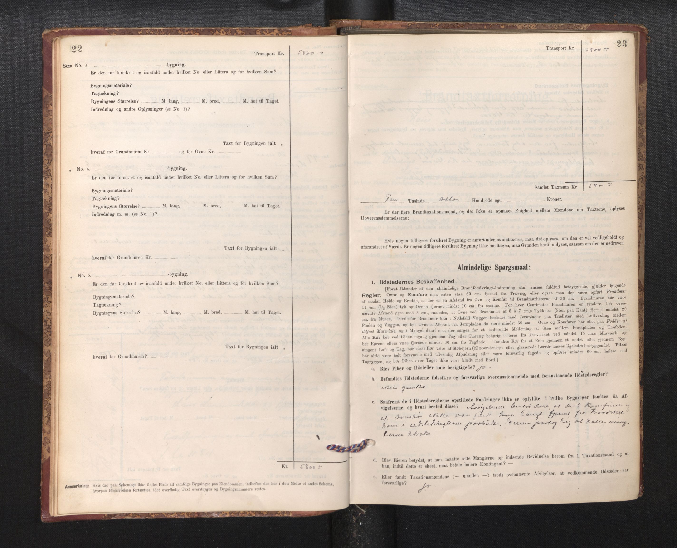 Lensmannen i Haus, SAB/A-32701/0012/L0006: Branntakstprotokoll, skjematakst, 1895-1941, s. 22-23