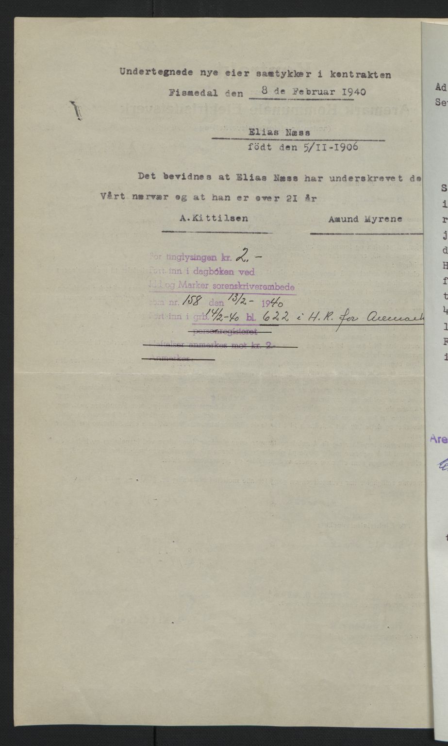 Idd og Marker sorenskriveri, AV/SAO-A-10283/G/Gb/Gbb/L0004: Pantebok nr. A4, 1940-1941, Dagboknr: 152/1940