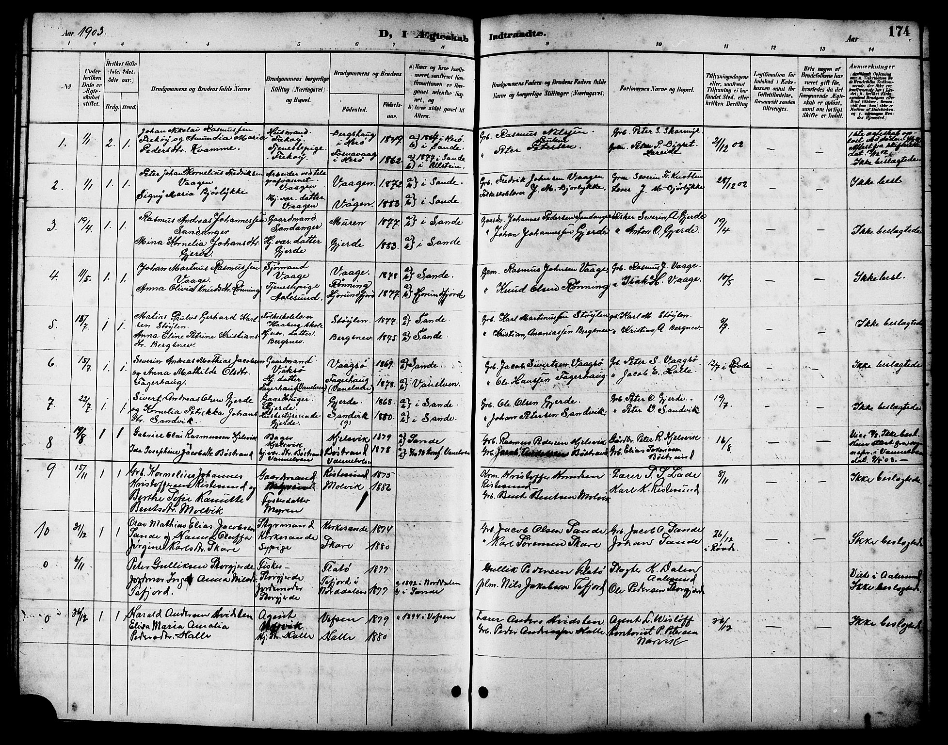 Ministerialprotokoller, klokkerbøker og fødselsregistre - Møre og Romsdal, AV/SAT-A-1454/503/L0049: Klokkerbok nr. 503C04, 1894-1915, s. 174