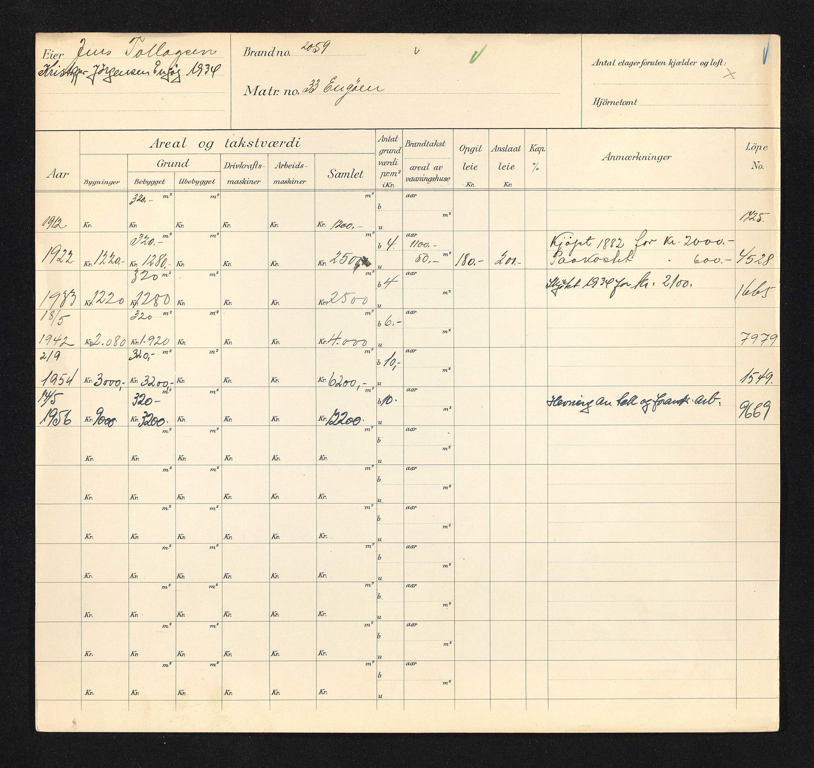 Stavanger kommune. Skattetakstvesenet, BYST/A-0440/F/Fa/Faa/L0012/0007: Skattetakstkort / Engøy 32 - 50