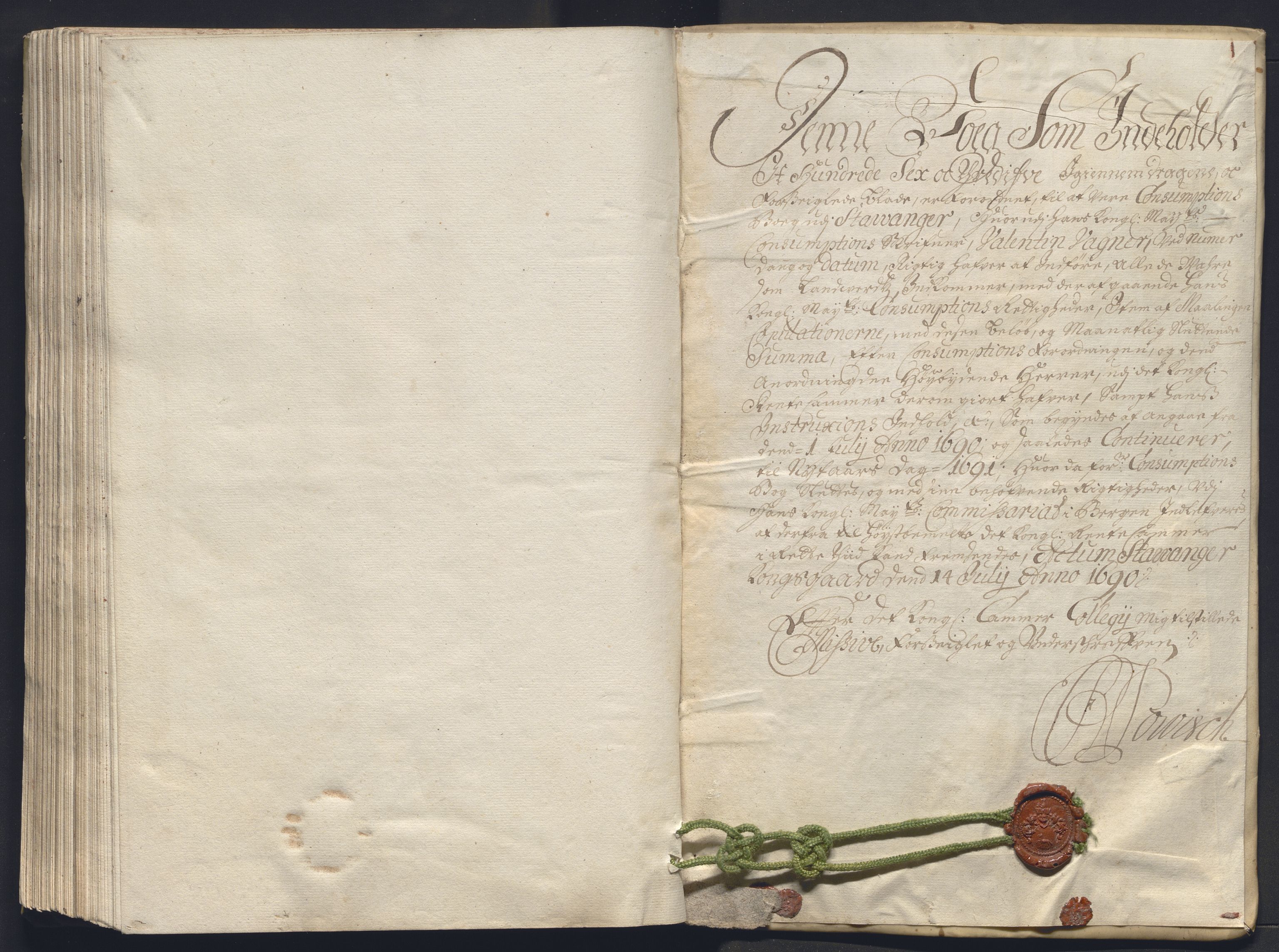 Rentekammeret inntil 1814, Reviderte regnskaper, Byregnskaper, AV/RA-EA-4066/R/Ro/L0333: [O25] Konsumpsjonsregnskap, 1690-1704, s. 293