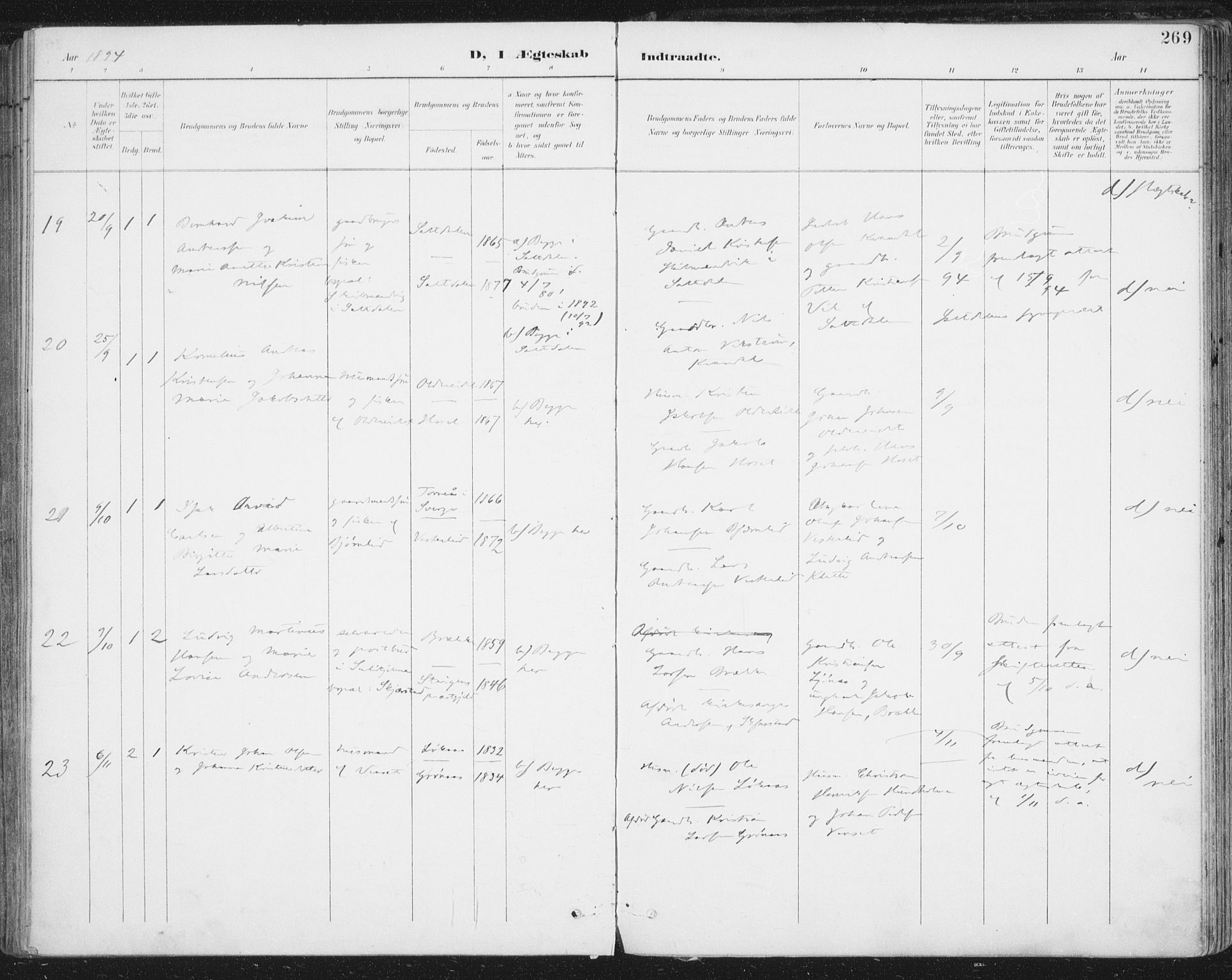 Ministerialprotokoller, klokkerbøker og fødselsregistre - Nordland, AV/SAT-A-1459/852/L0741: Ministerialbok nr. 852A11, 1894-1917, s. 269