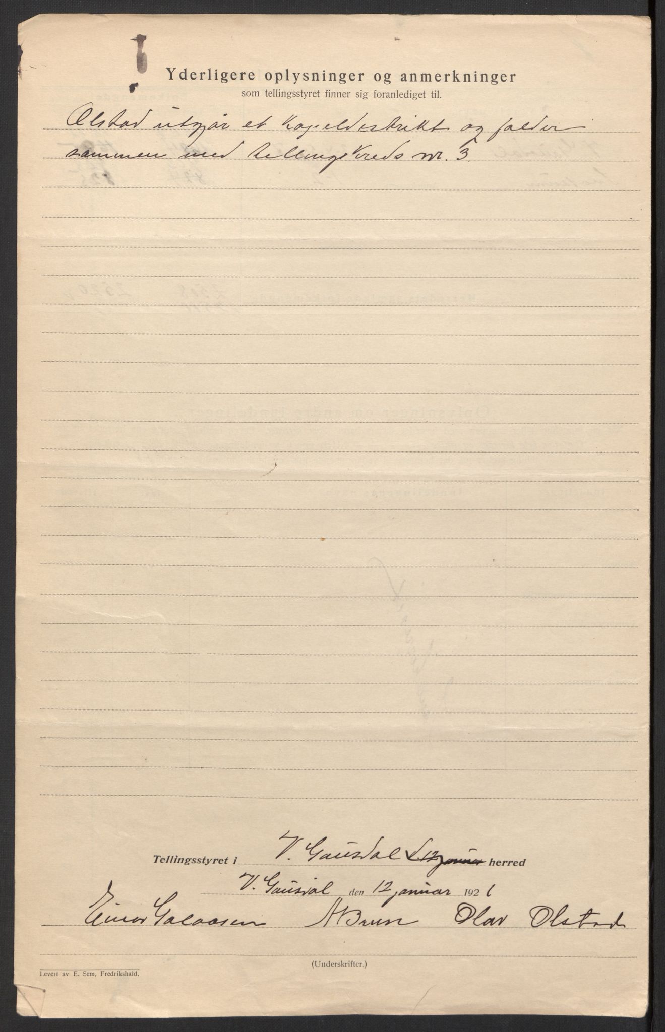 SAH, Folketelling 1920 for 0523 Vestre Gausdal herred, 1920, s. 5