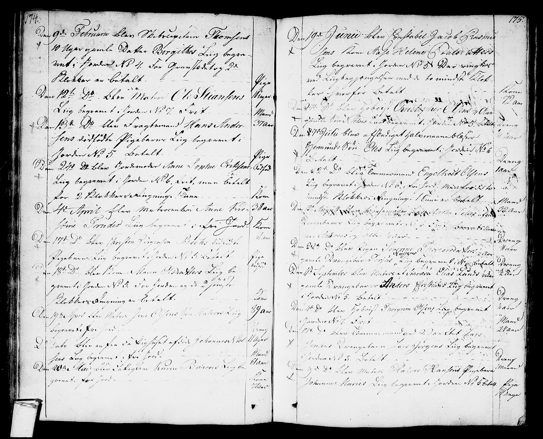 Stavern kirkebøker, AV/SAKO-A-318/F/Fa/L0004: Ministerialbok nr. 4, 1809-1816, s. 174-175